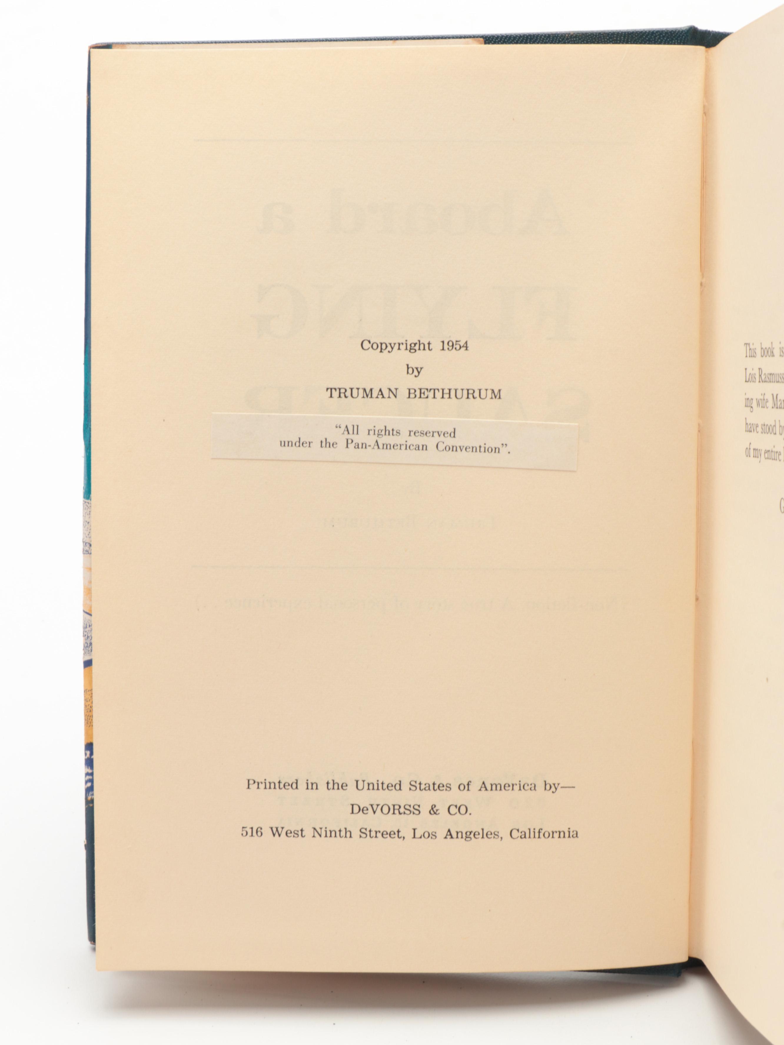 Signed "Aboard a Flying Saucer" by Truman Bethurum