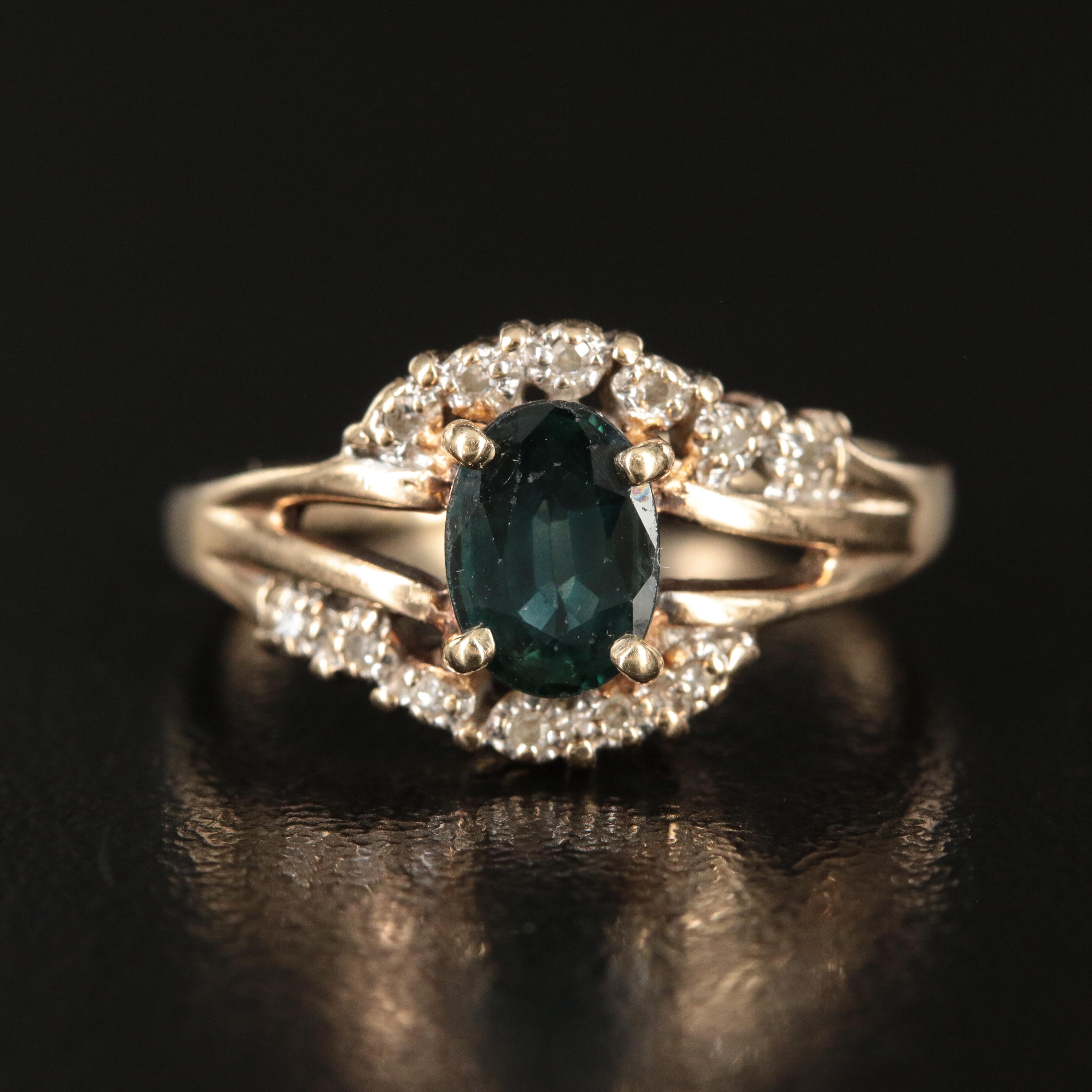 10K Sapphire and Diamond Ring