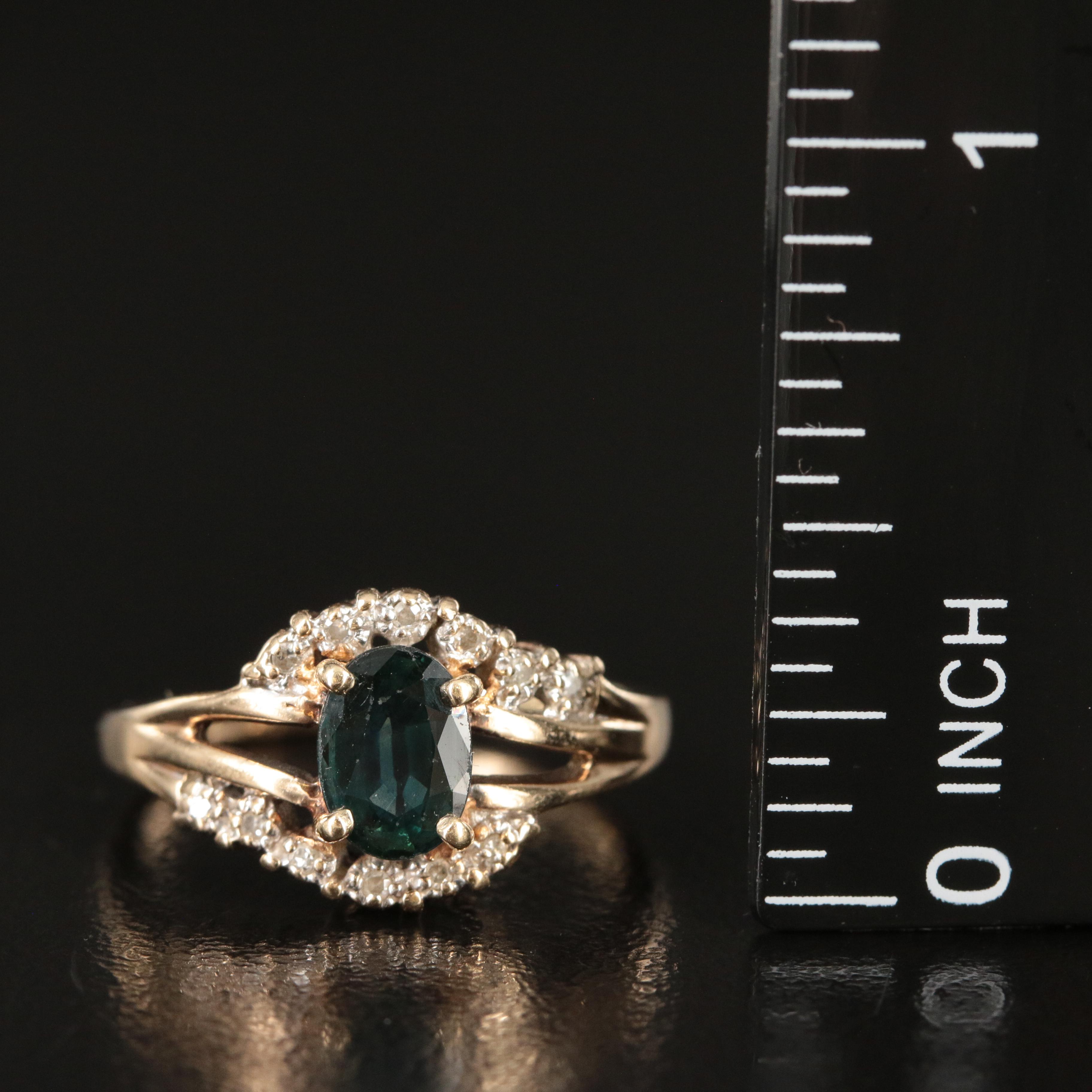 10K Sapphire and Diamond Ring