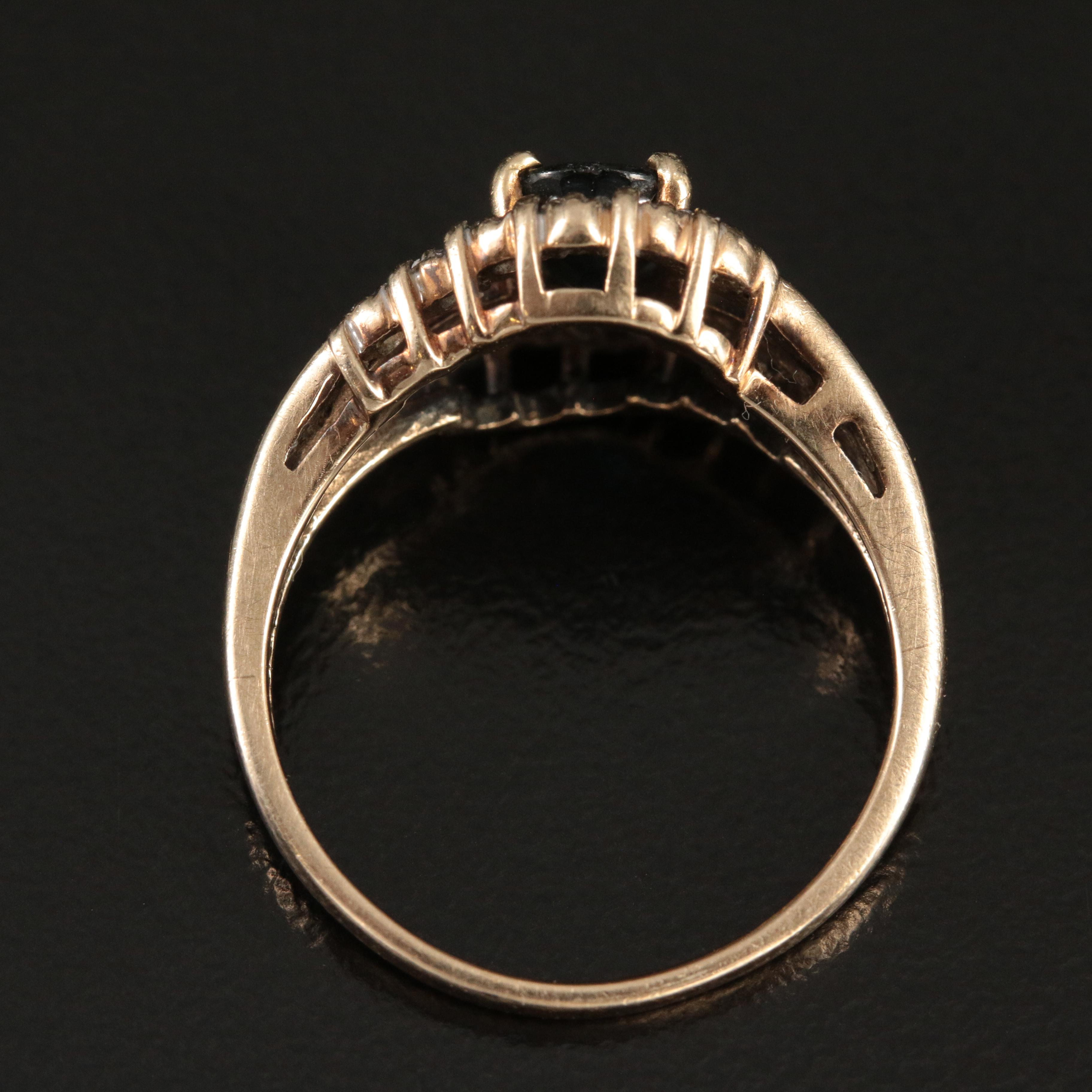 10K Sapphire and Diamond Ring