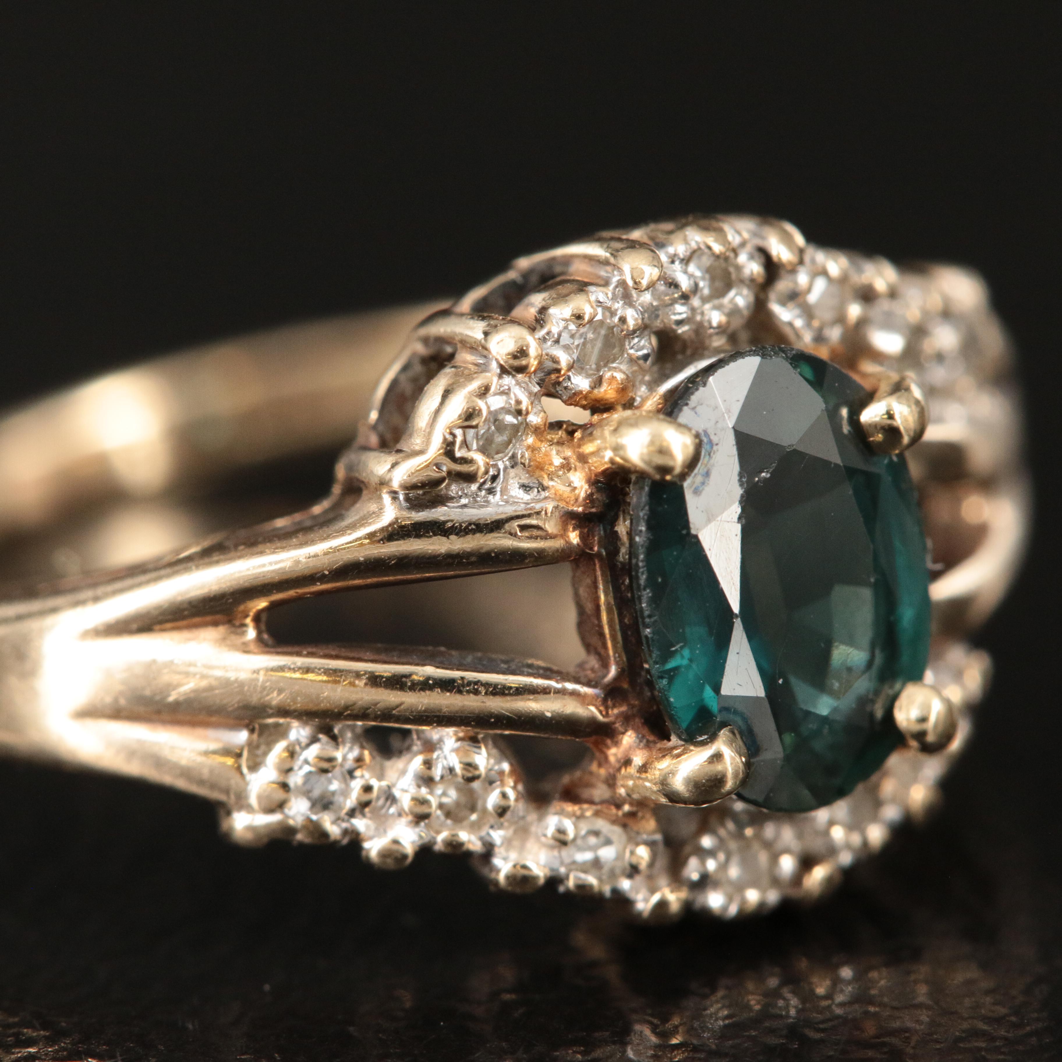 10K Sapphire and Diamond Ring