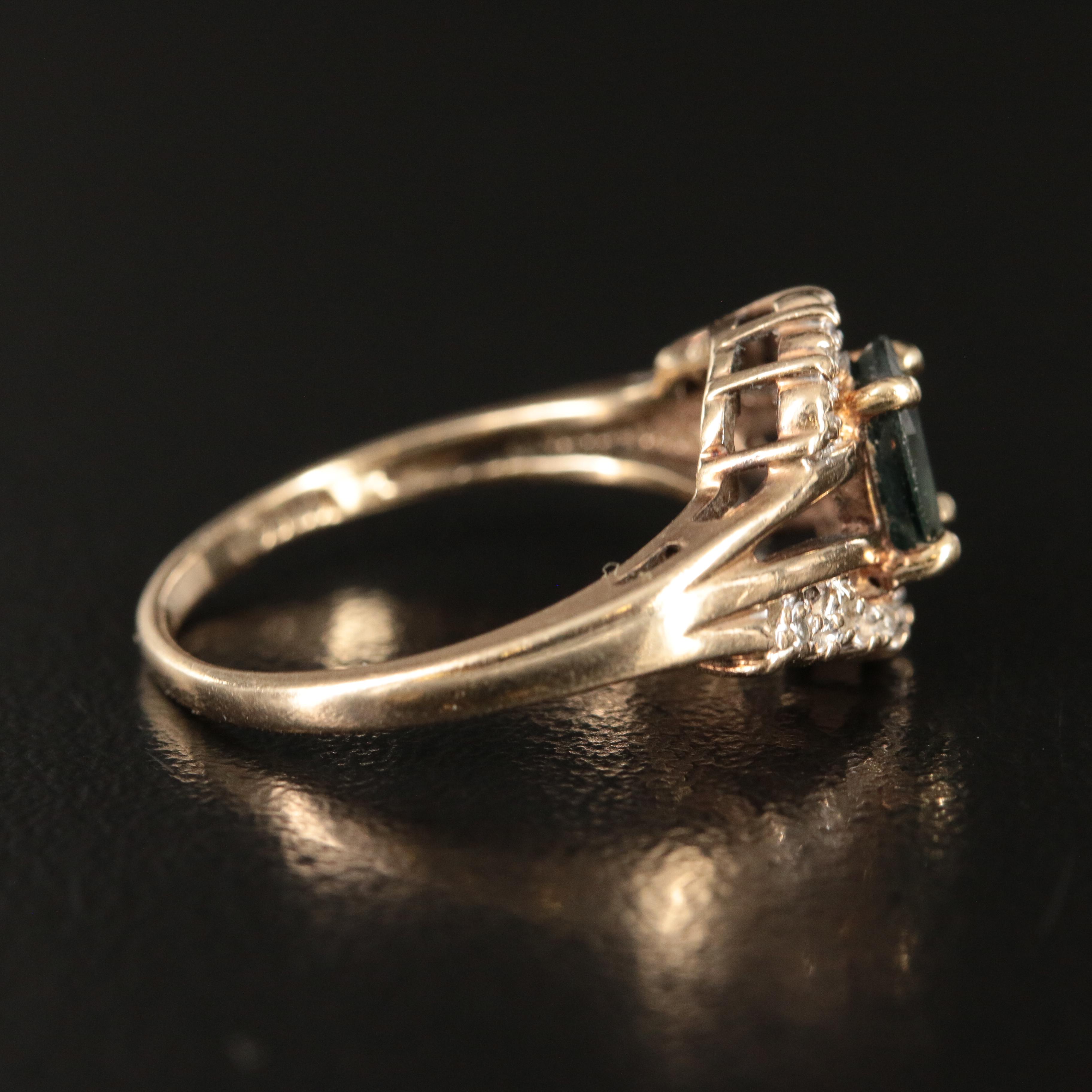 10K Sapphire and Diamond Ring