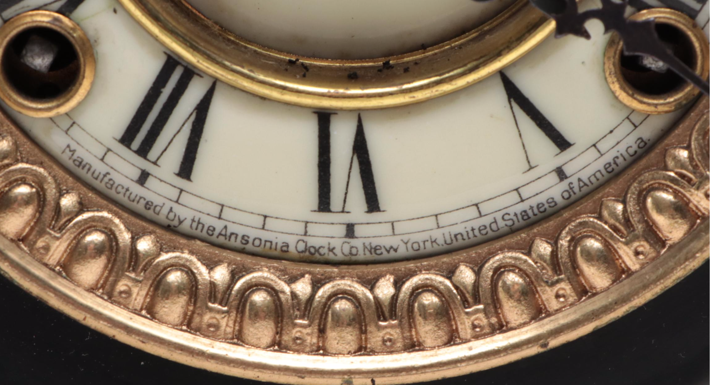 Ansonia Victorian Style Slate and Metal Mantel Clock, Late 19th/ Early 20th C.