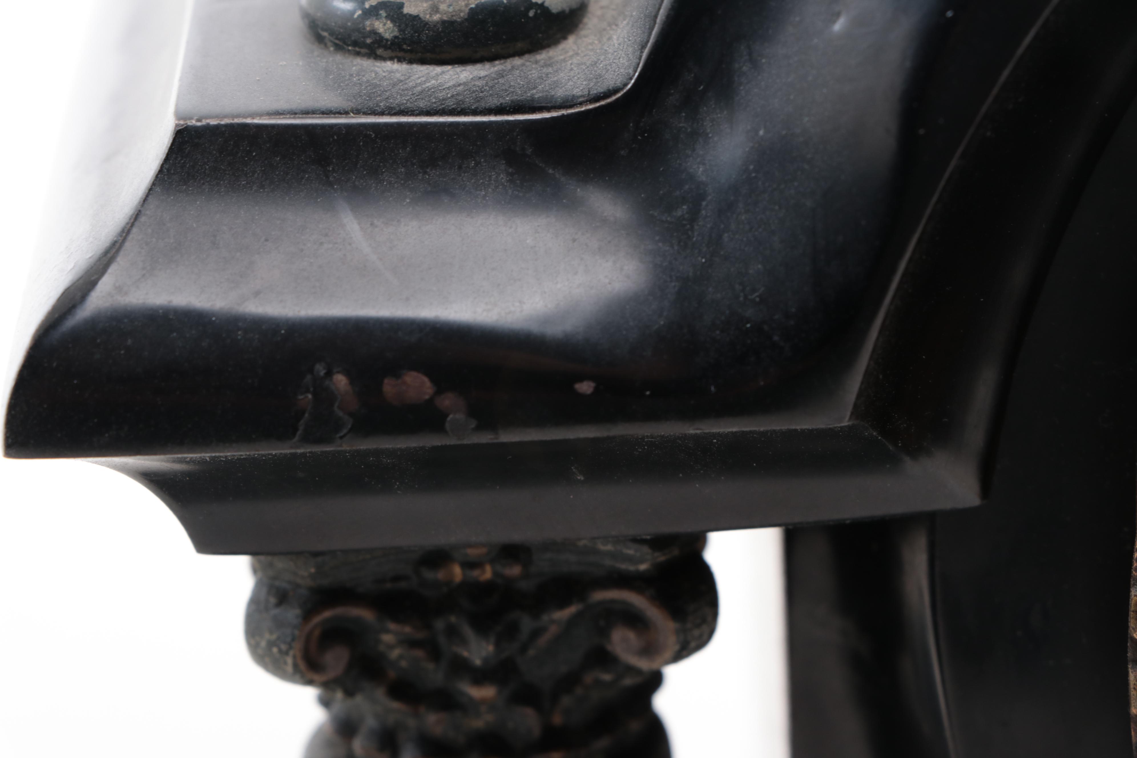 Ansonia Victorian Style Slate and Metal Mantel Clock, Late 19th/ Early 20th C.