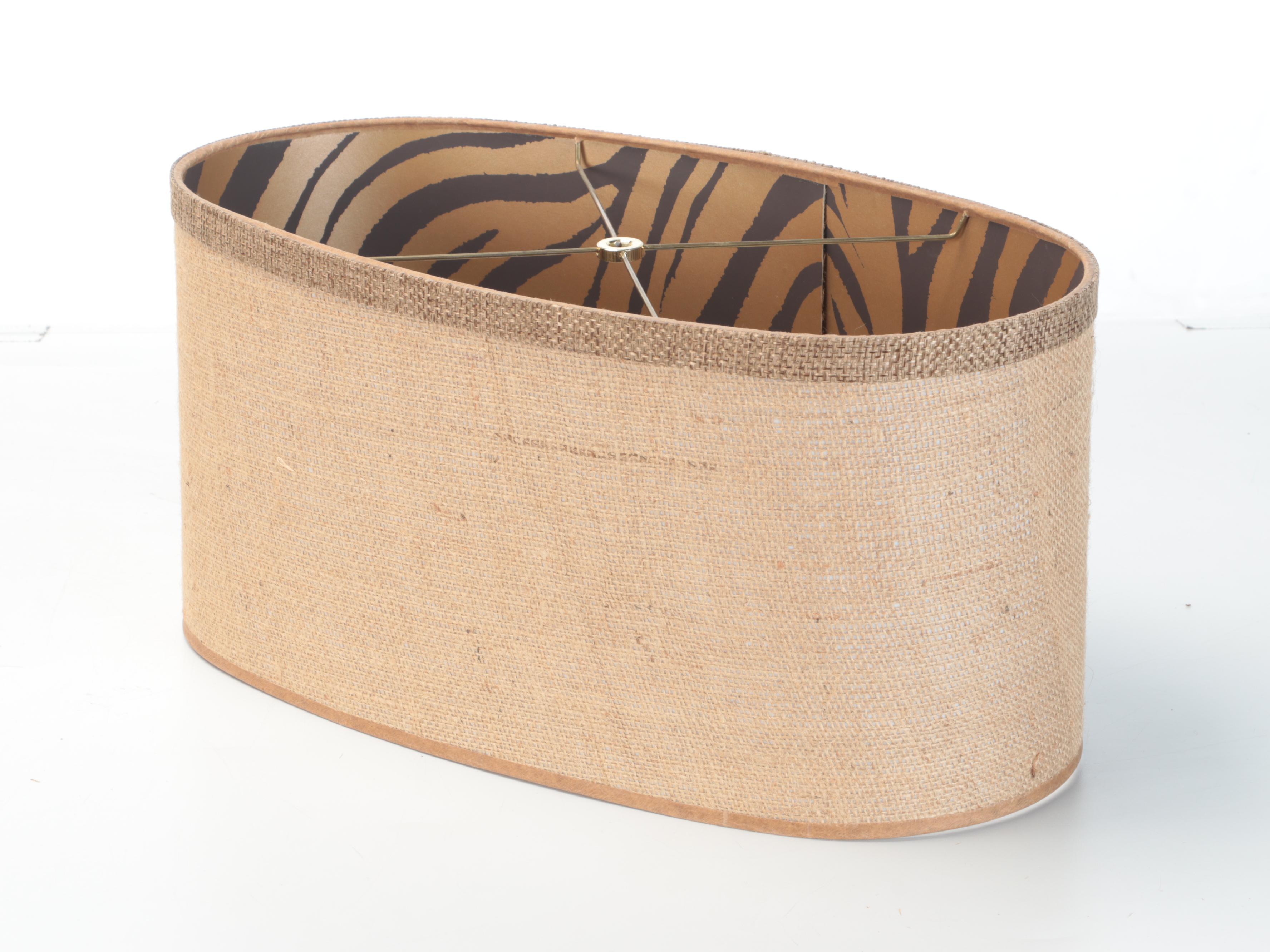 Scrollwork Table Lamp with Contemporary Zebra Print and Linen Shade