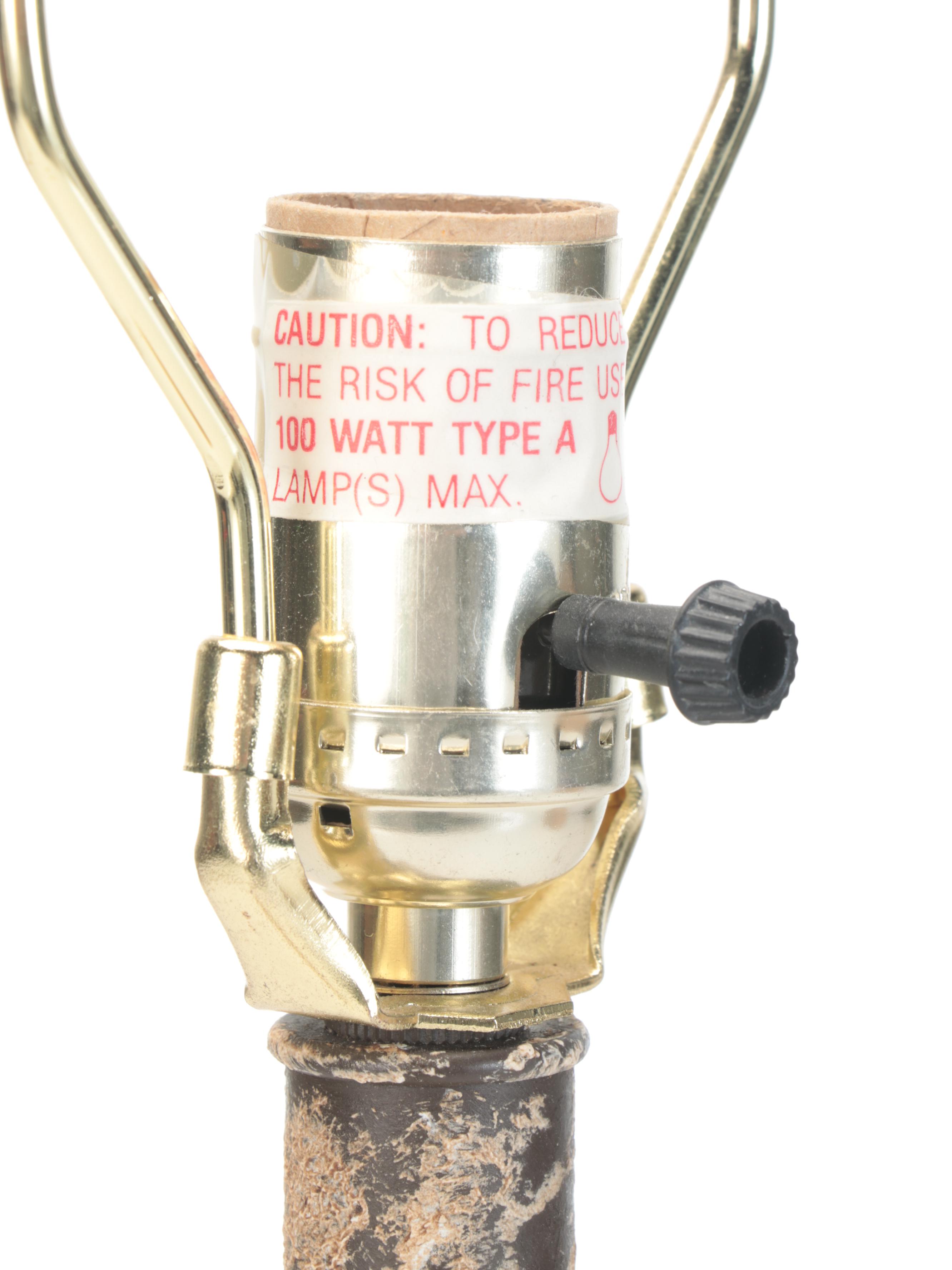 Scrollwork Table Lamp with Contemporary Zebra Print and Linen Shade