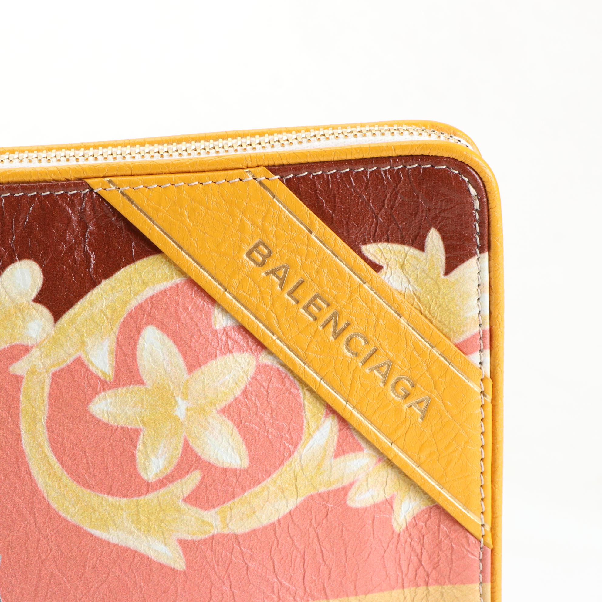 Balenciaga Blanket Pouch in Floral Printed Textured Leather