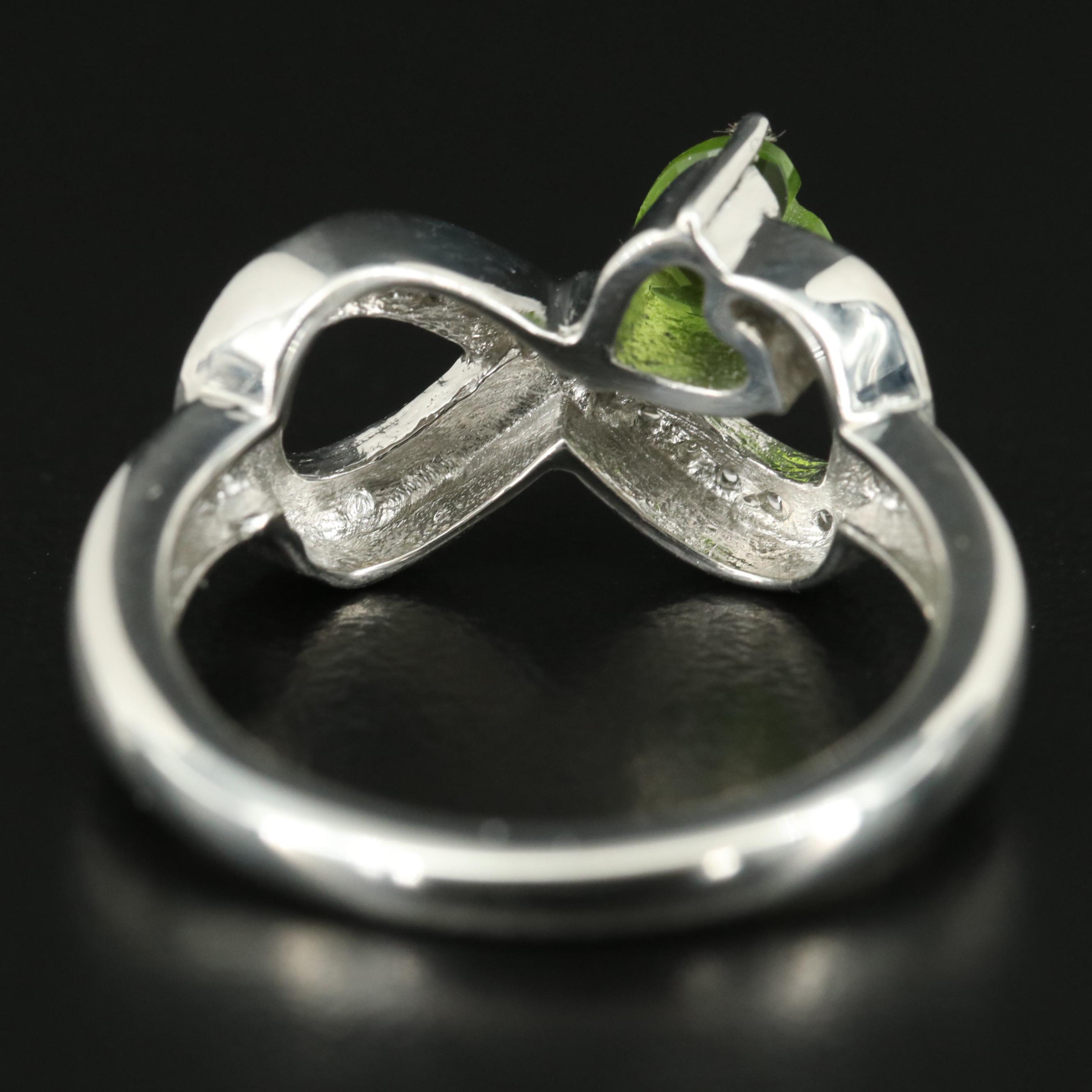 Sterling Glass and Cubic Zirconia Infinity Heart Ring