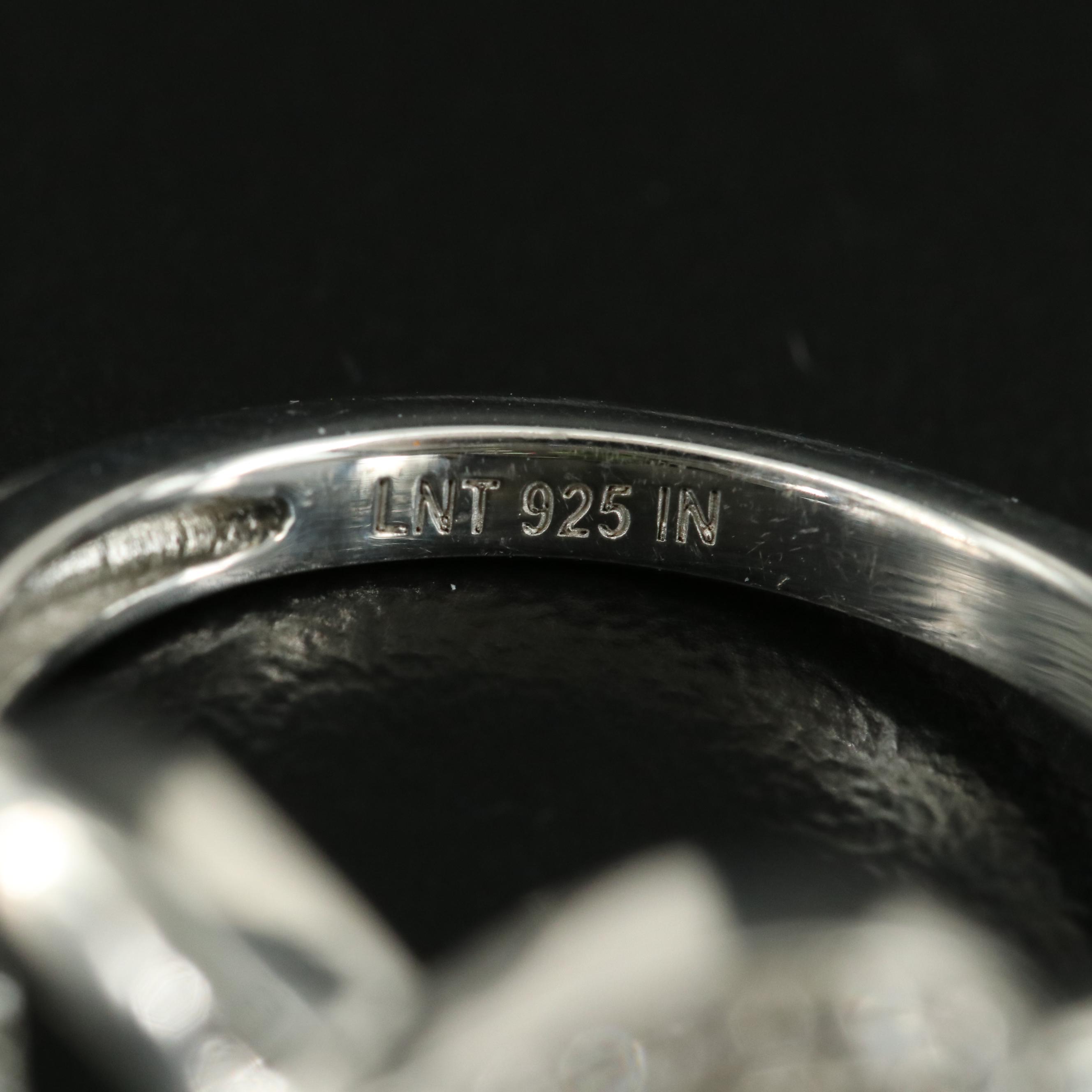 Sterling Glass and Cubic Zirconia Infinity Heart Ring