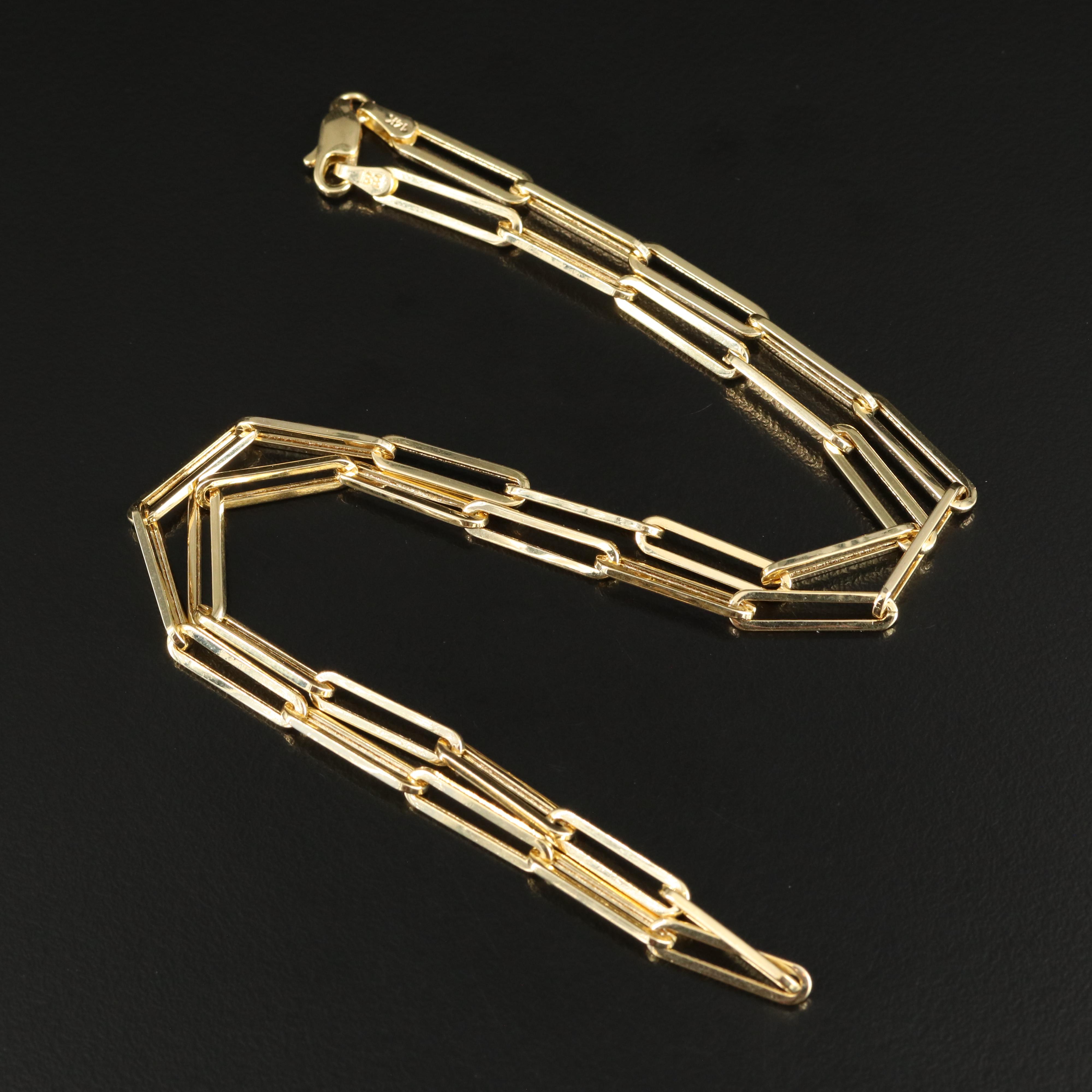 14K Paper Clip Chain Necklace EBTH