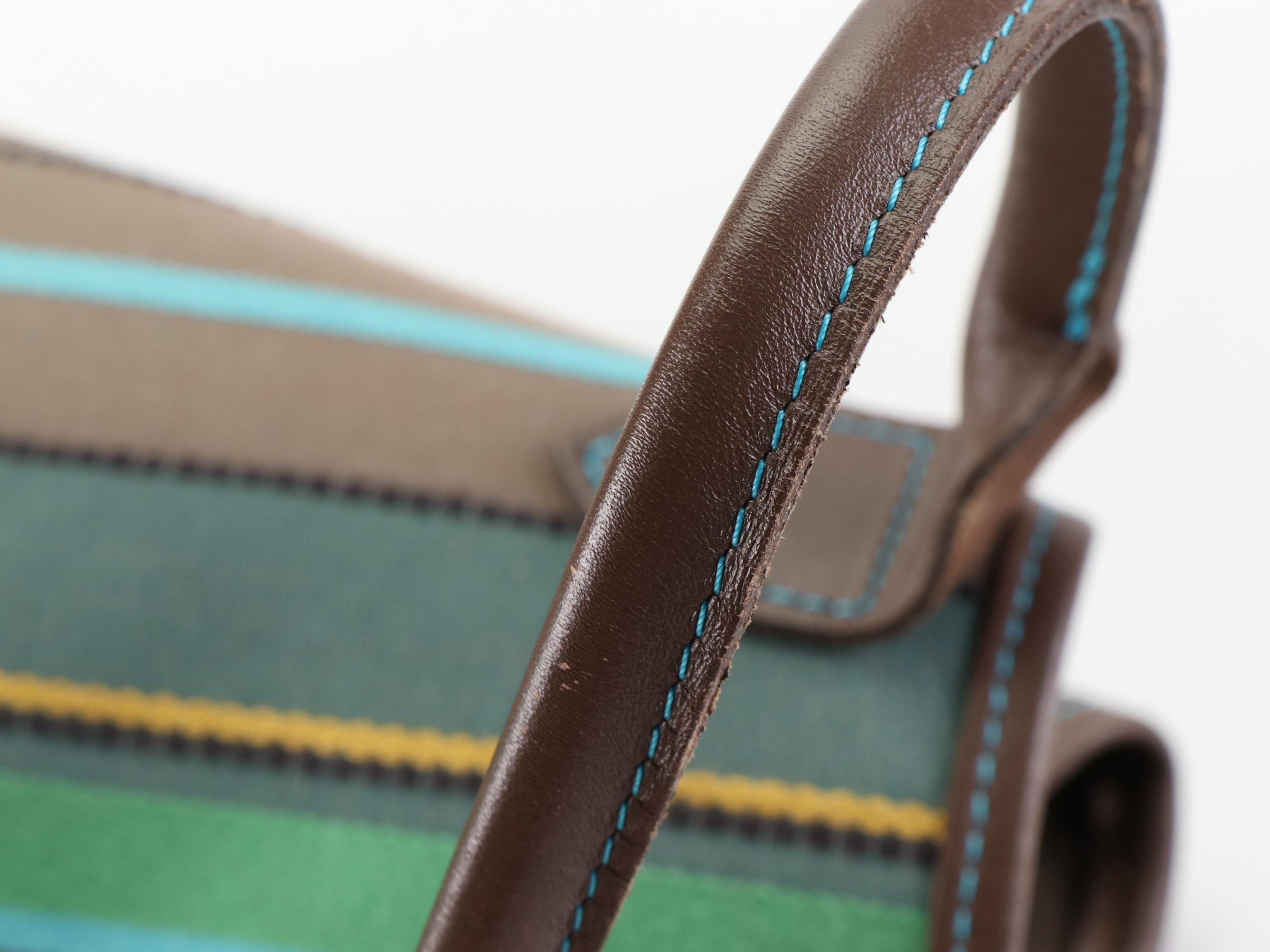 Longchamp Harmonie Small Tote in Striped Jacquard with Leather Trim