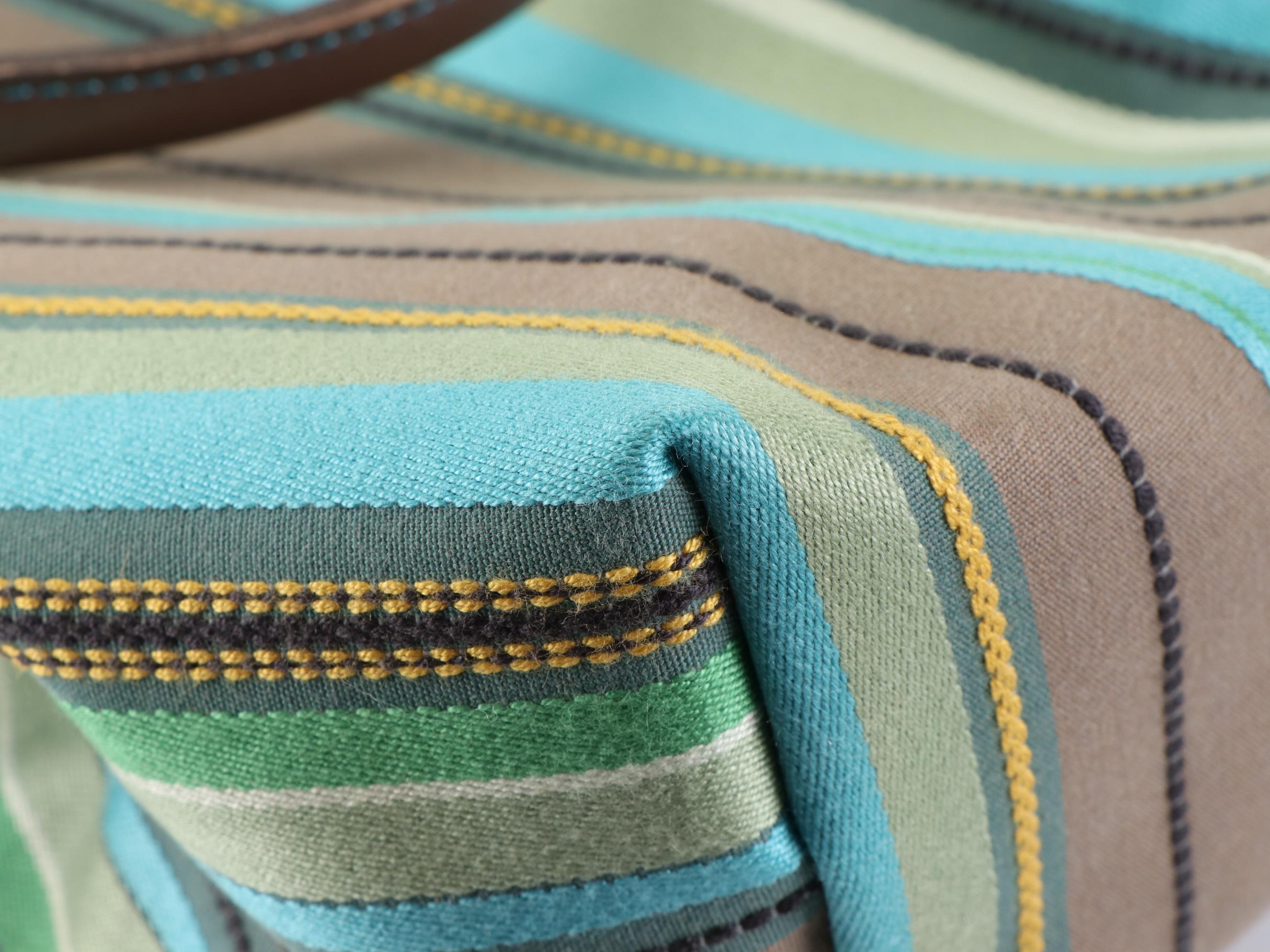 Longchamp Harmonie Small Tote in Striped Jacquard with Leather Trim