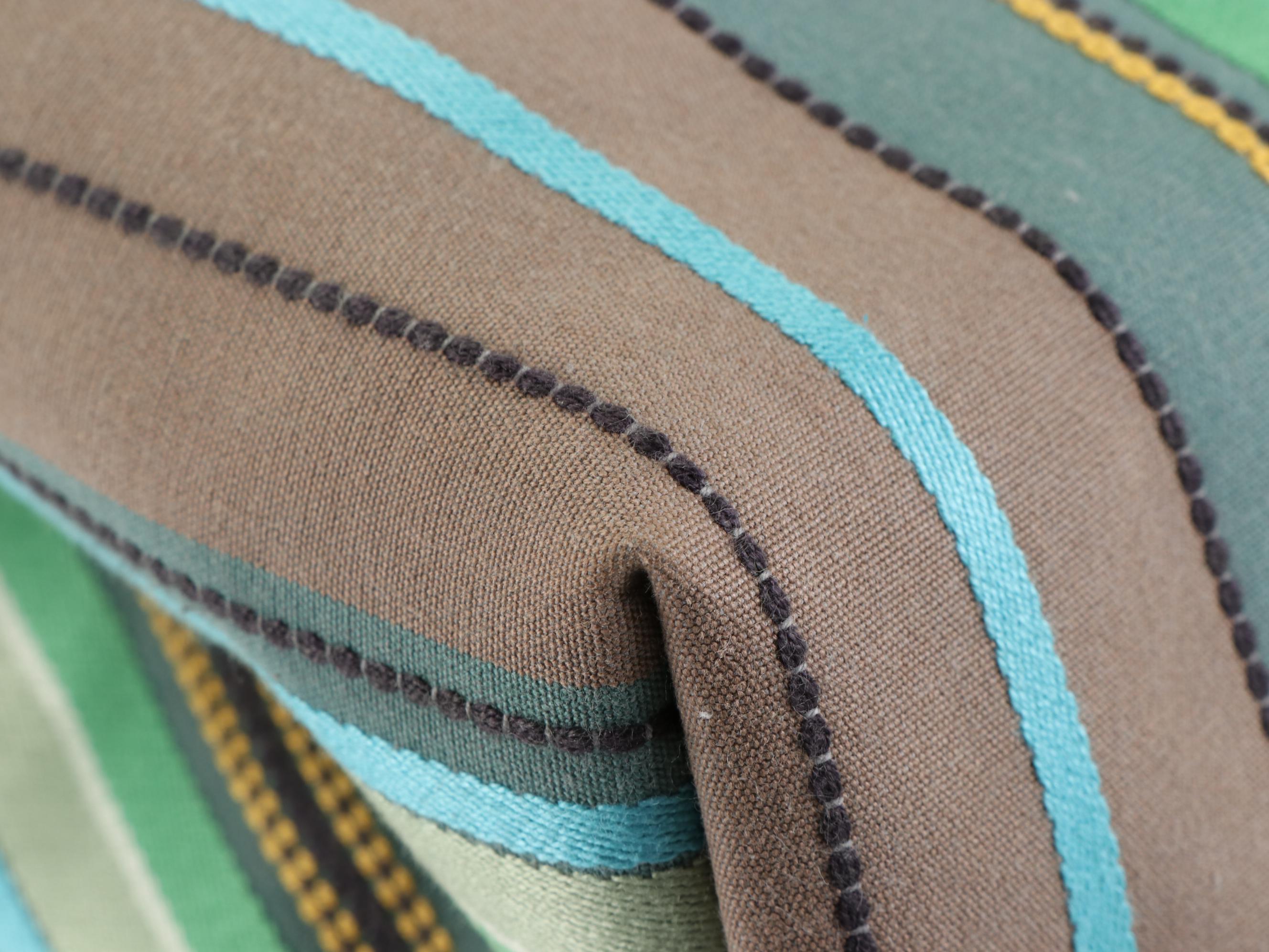 Longchamp Harmonie Small Tote in Striped Jacquard with Leather Trim