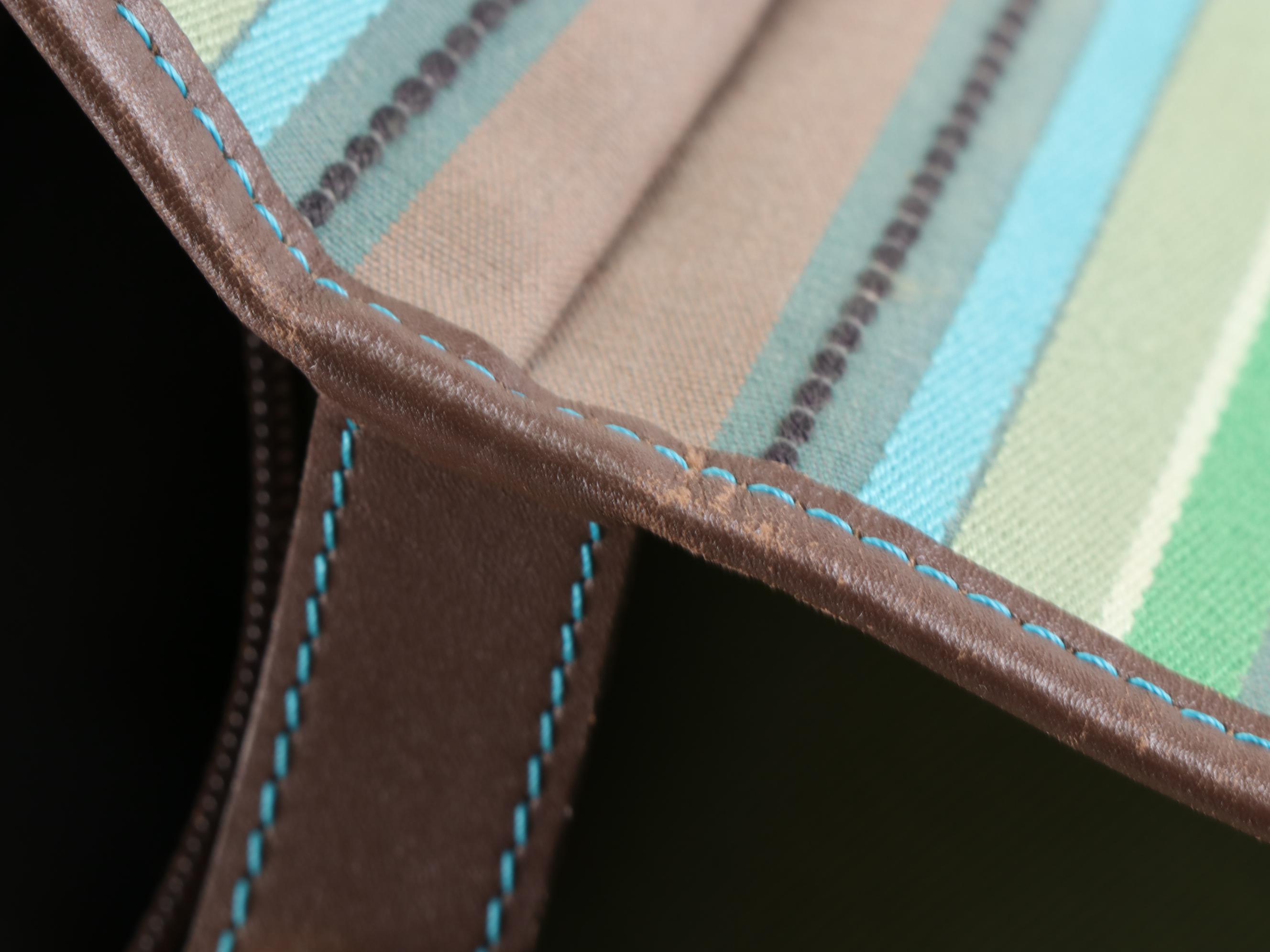 Longchamp Harmonie Small Tote in Striped Jacquard with Leather Trim