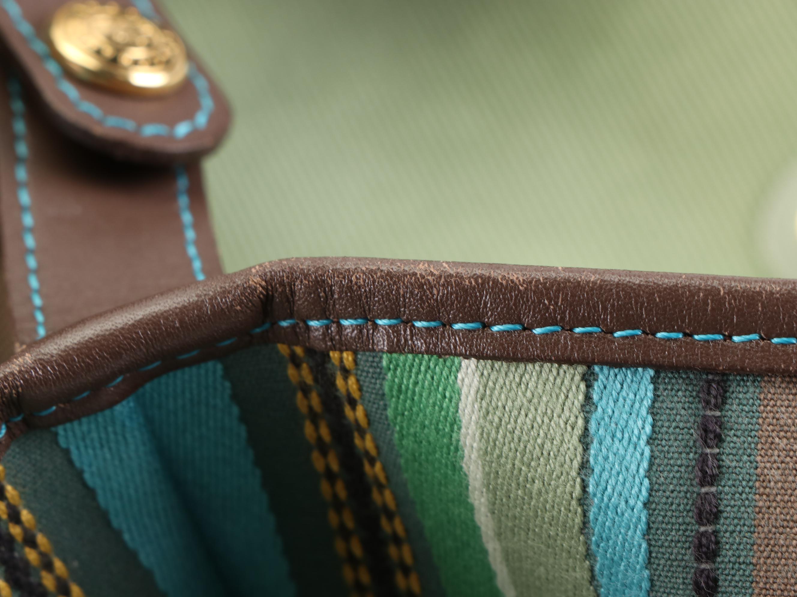 Longchamp Harmonie Small Tote in Striped Jacquard with Leather Trim