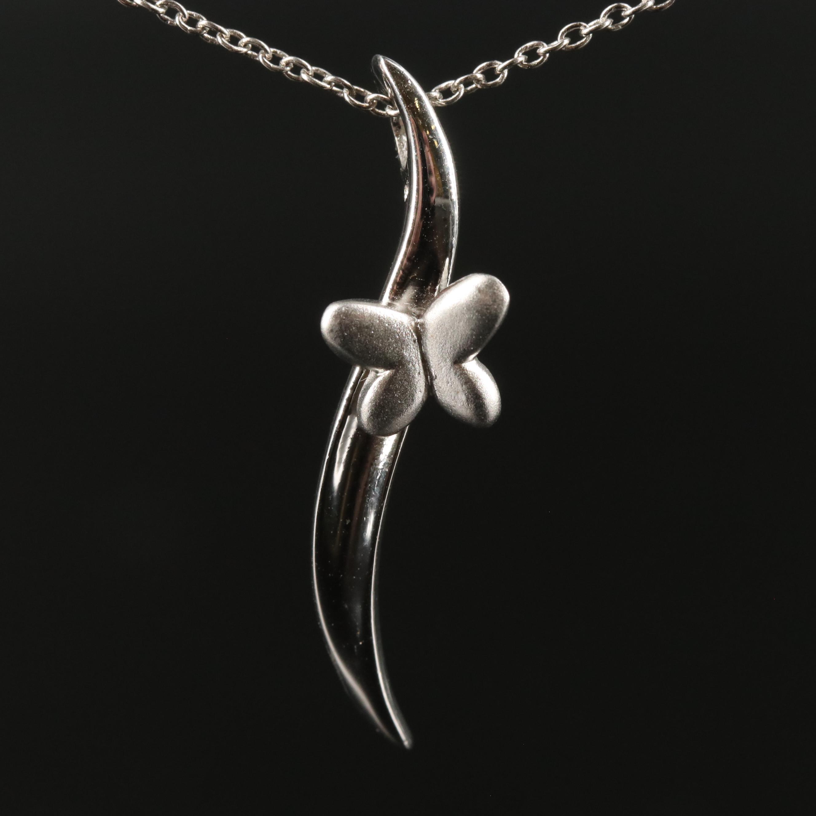 Sterling Ribbon Pendant Necklace