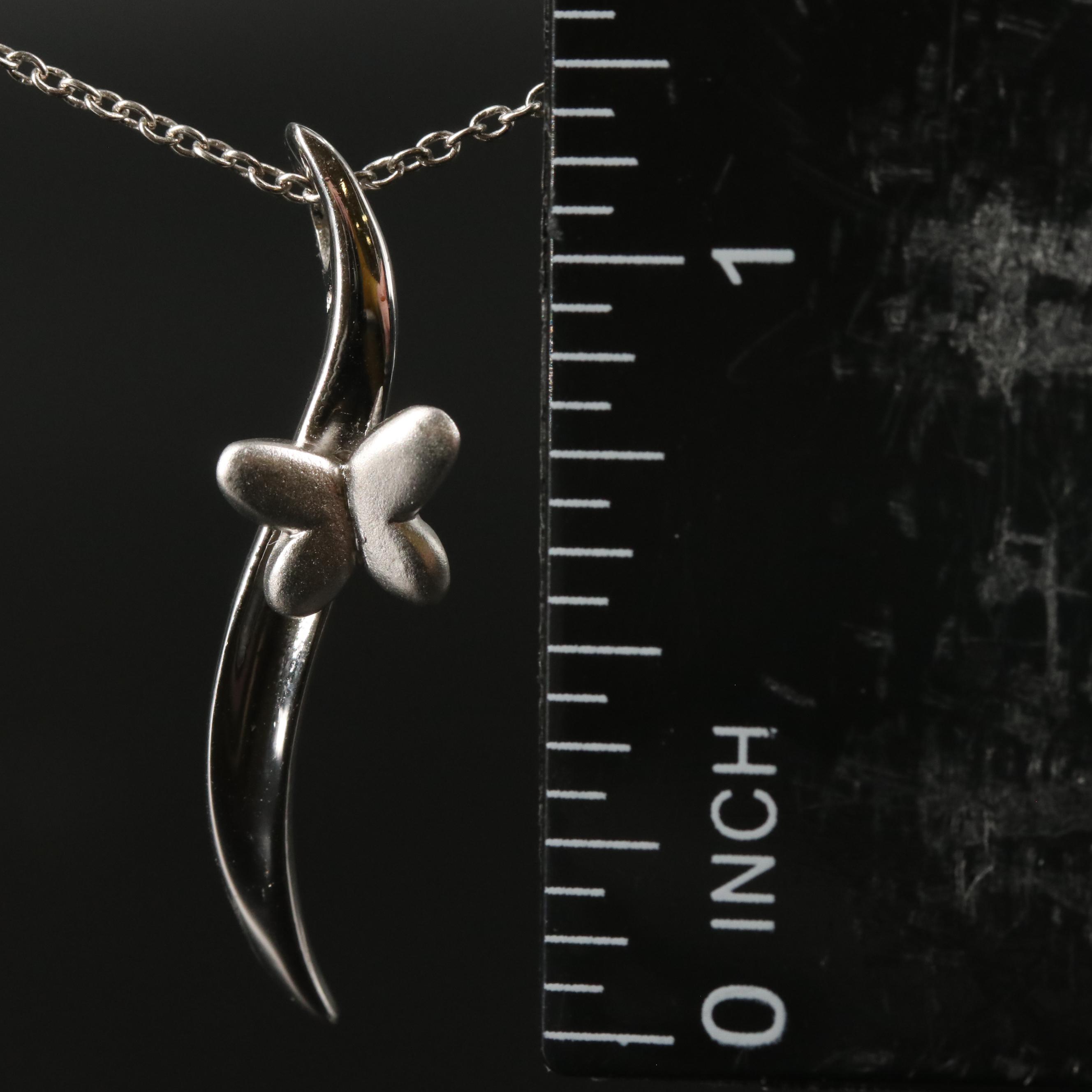 Sterling Ribbon Pendant Necklace