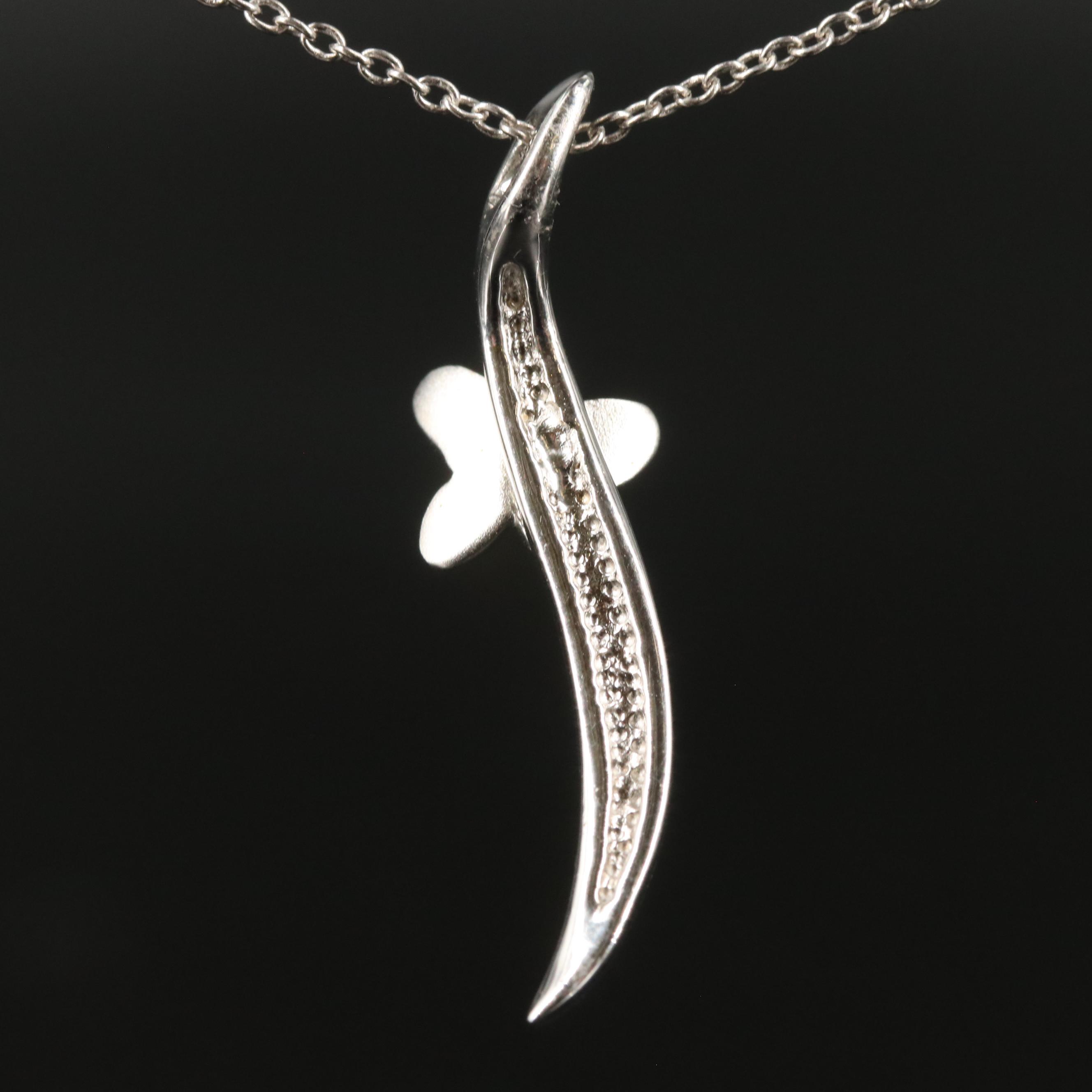 Sterling Ribbon Pendant Necklace