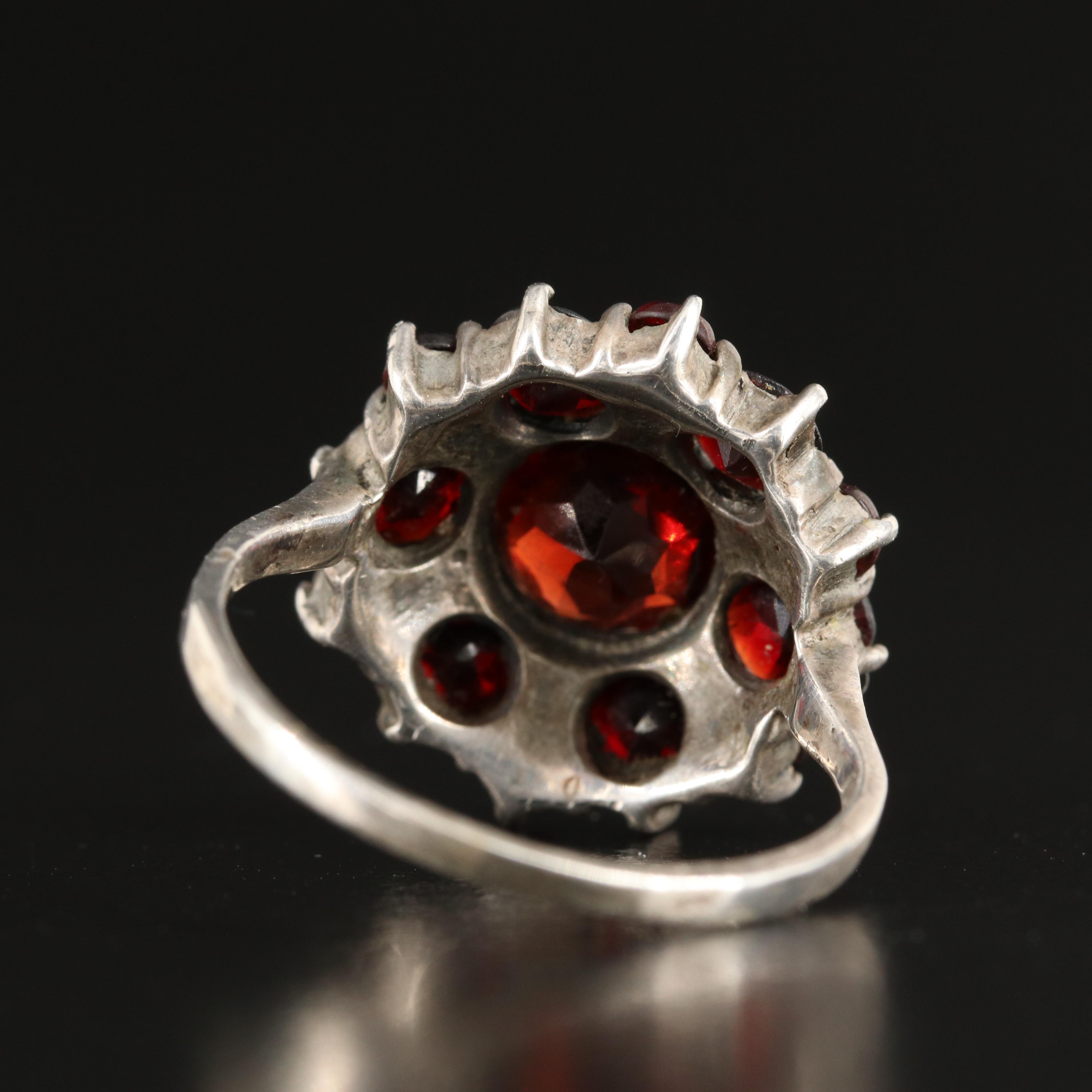 Vintage Sterling Garnet and Marcasite Ring
