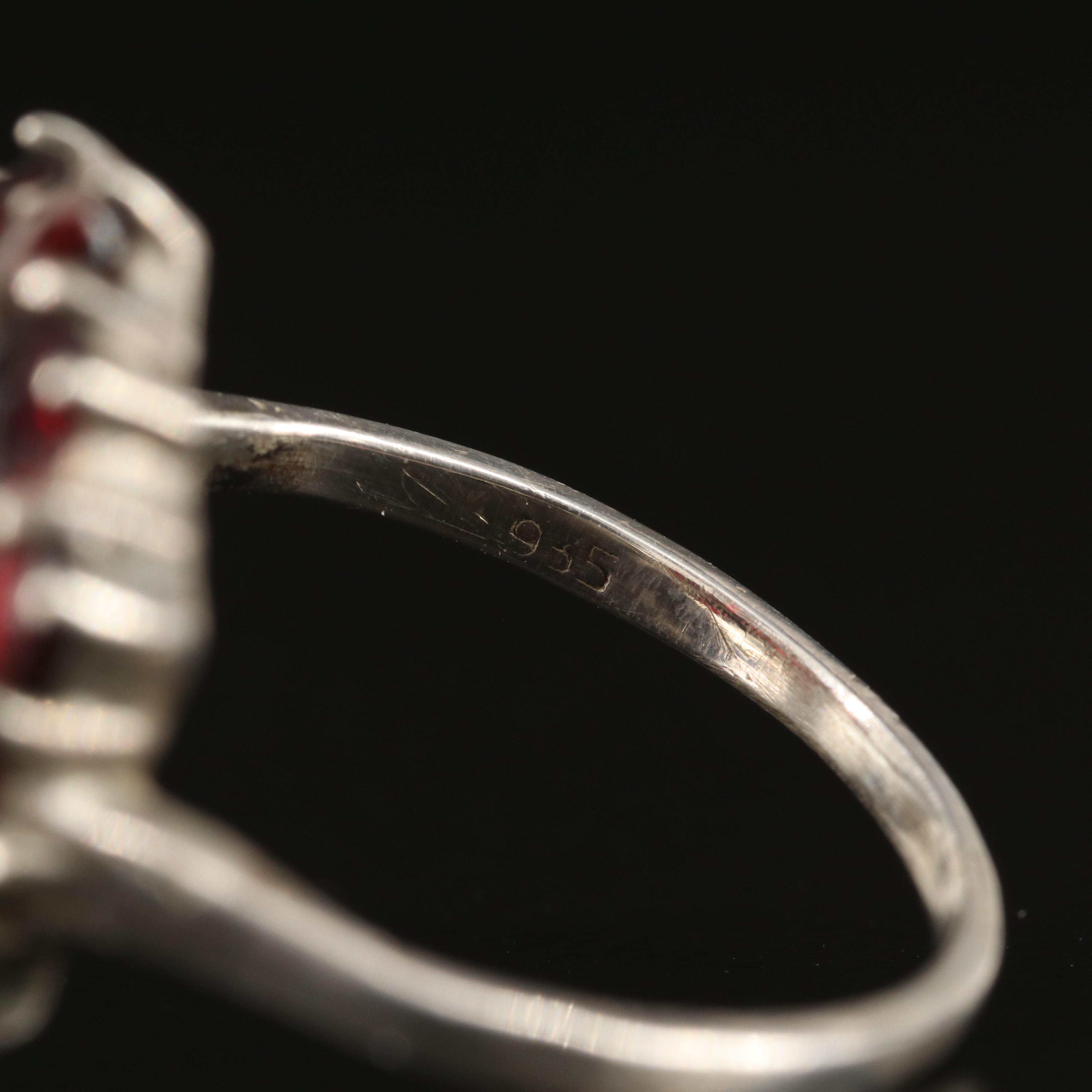 Vintage Sterling Garnet and Marcasite Ring