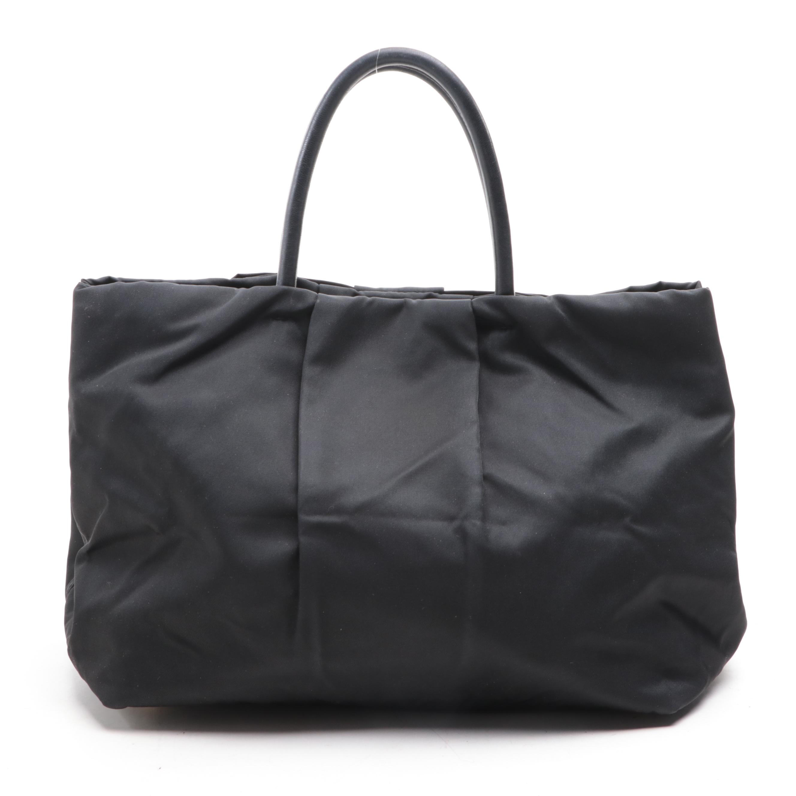 Prada Top Handle Bow Tote in Tessuto Nylon and Leather