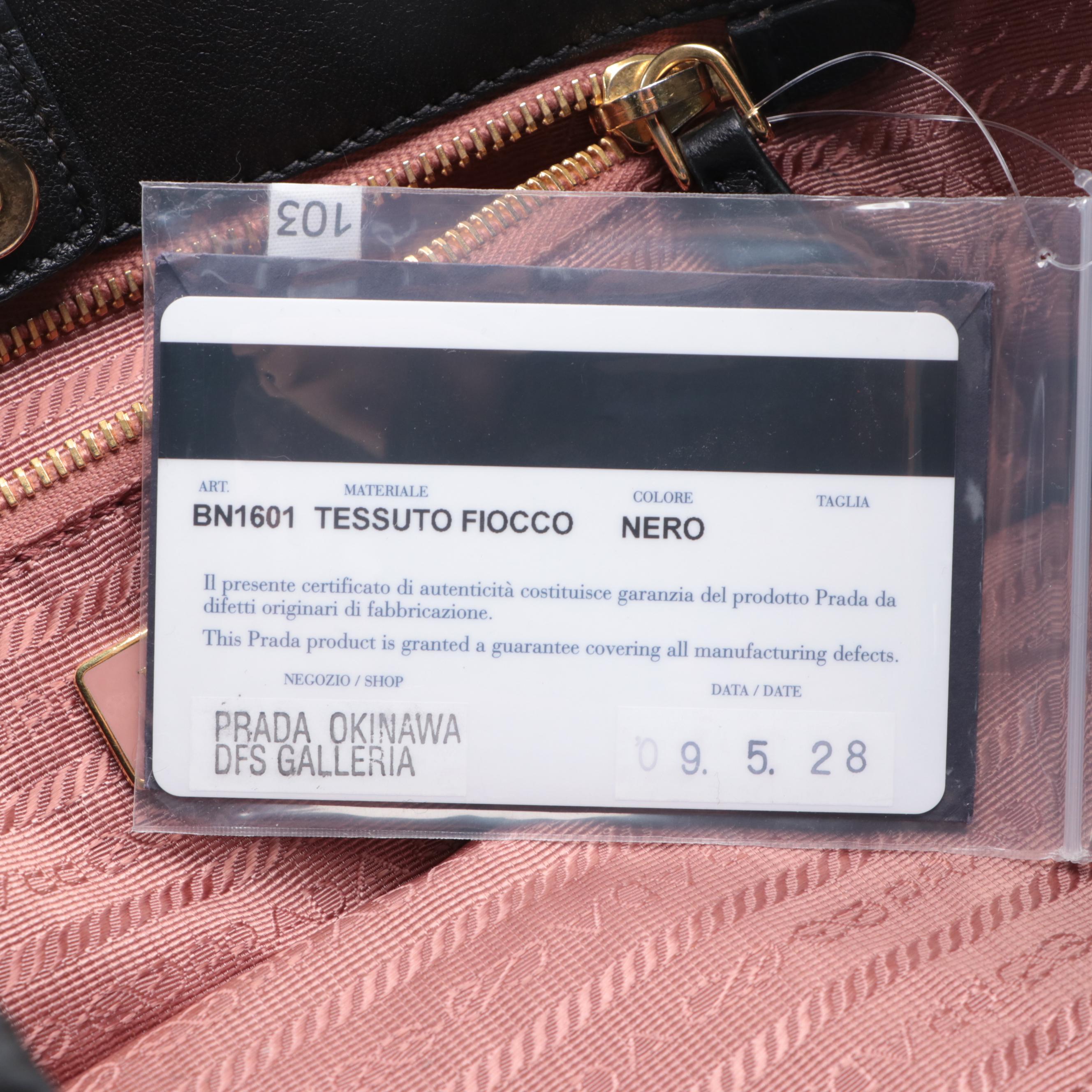 Prada Top Handle Bow Tote in Tessuto Nylon and Leather