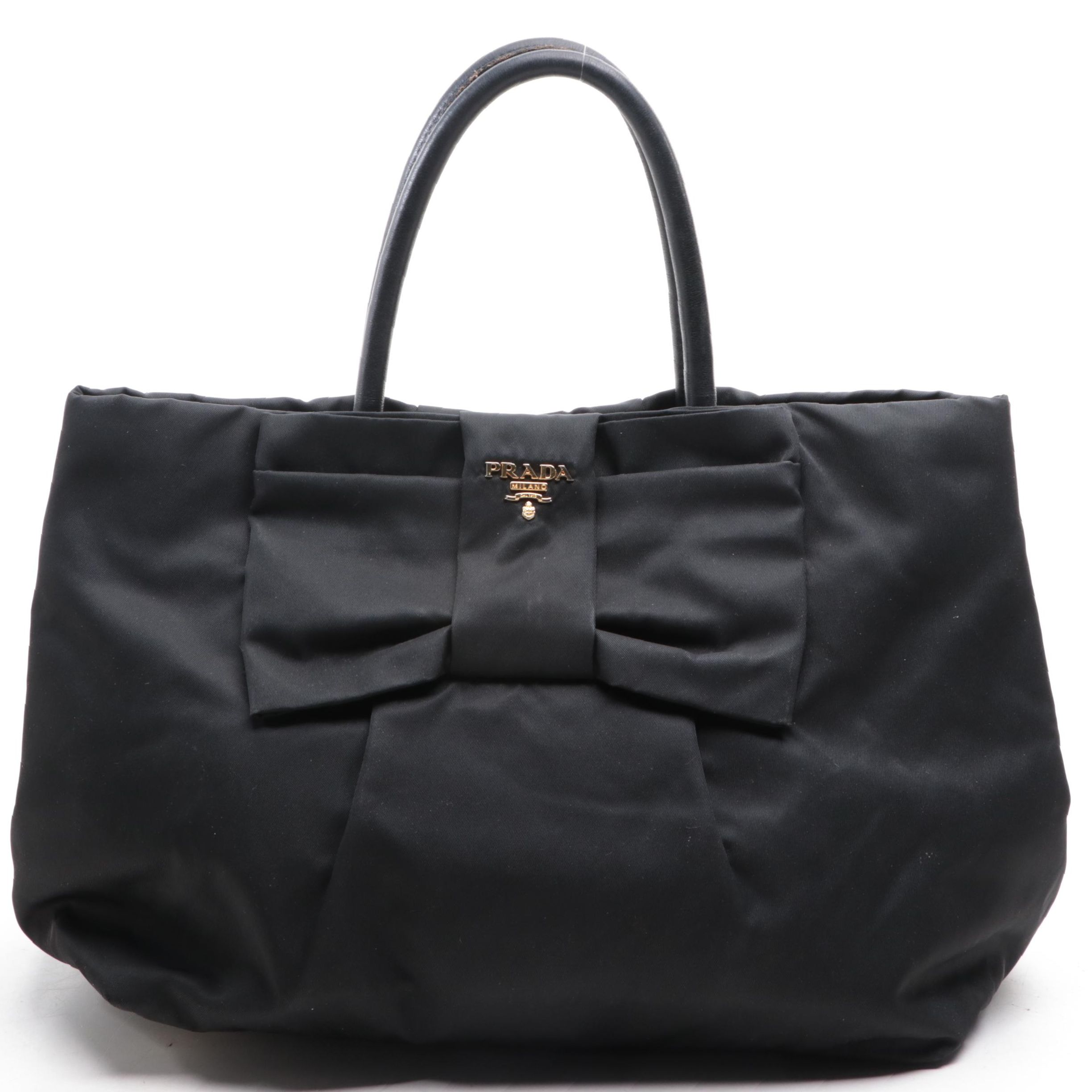 Prada Top Handle Bow Tote in Tessuto Nylon and Leather