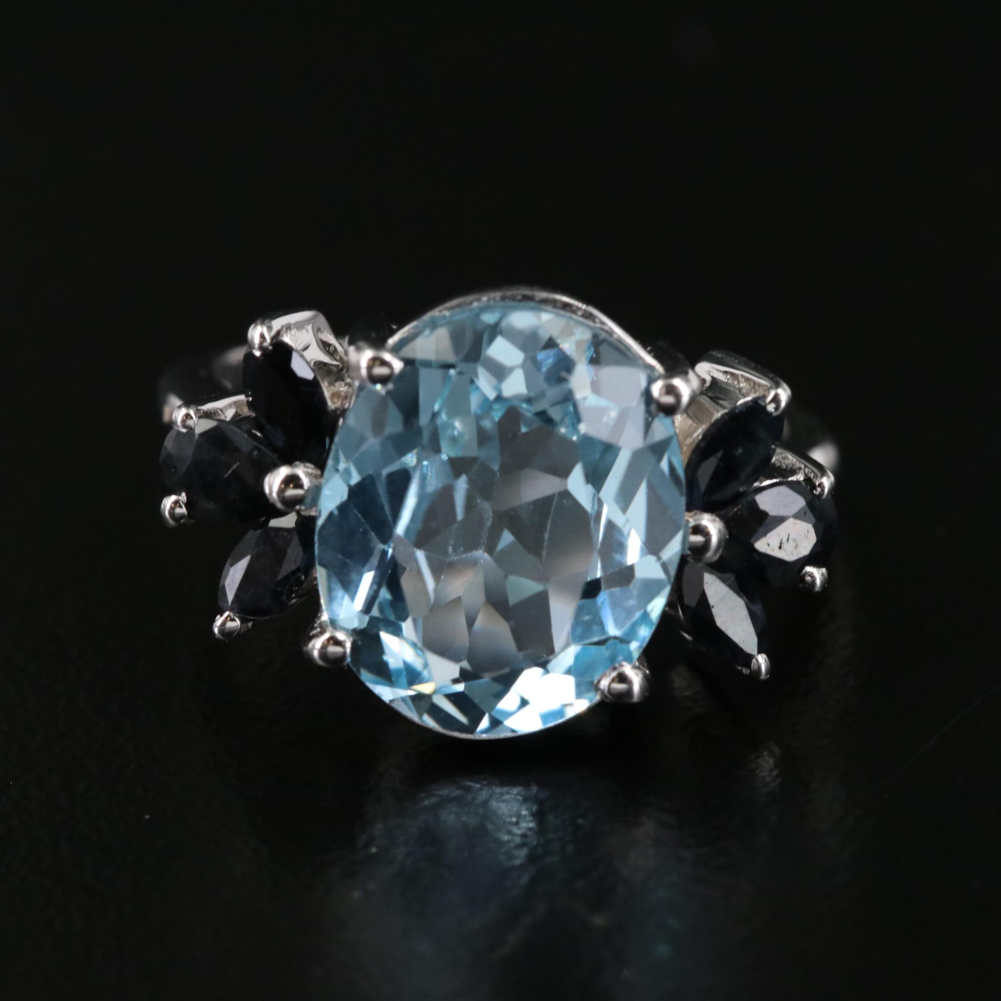 Sterling Blue Topaz and Sapphire Ring