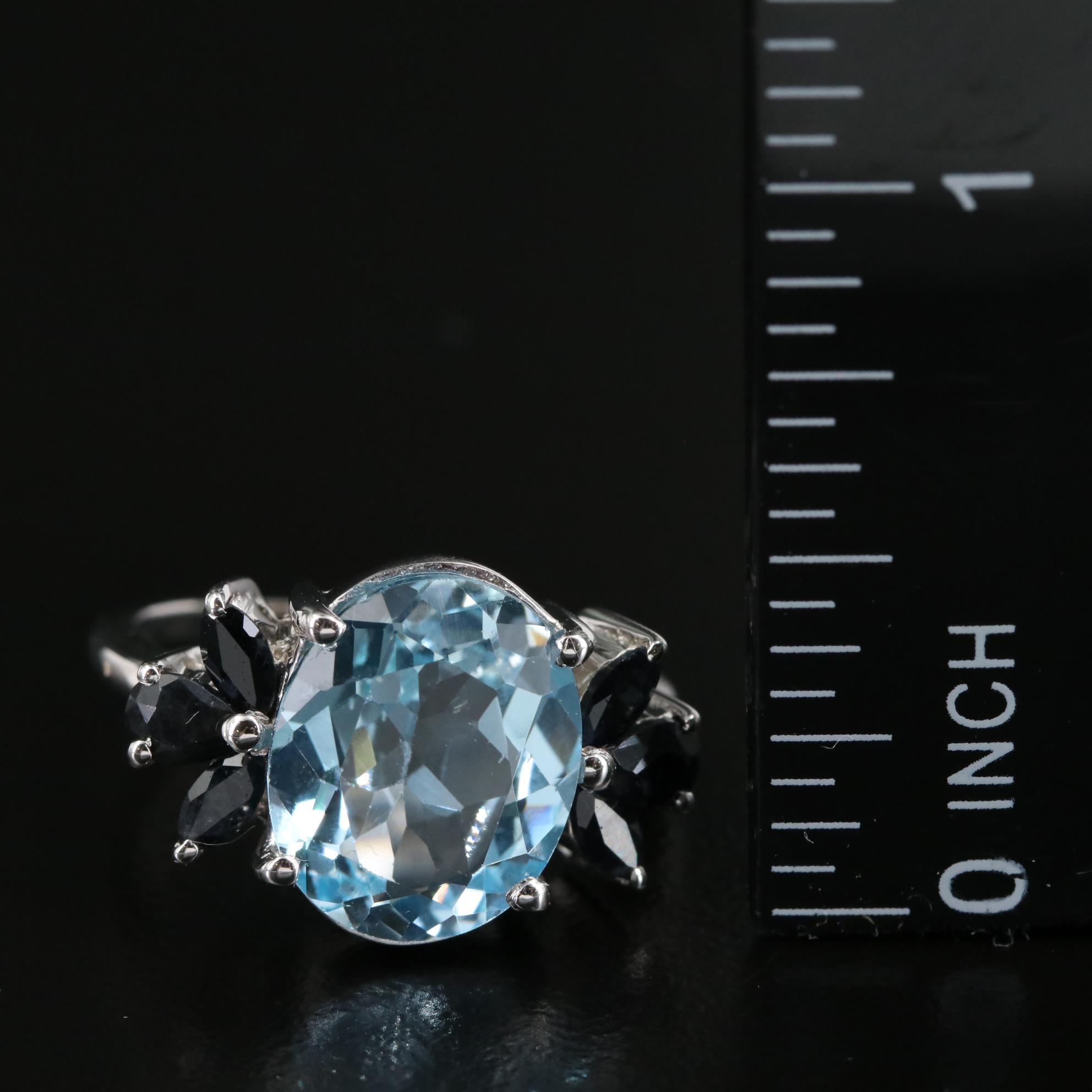 Sterling Blue Topaz and Sapphire Ring