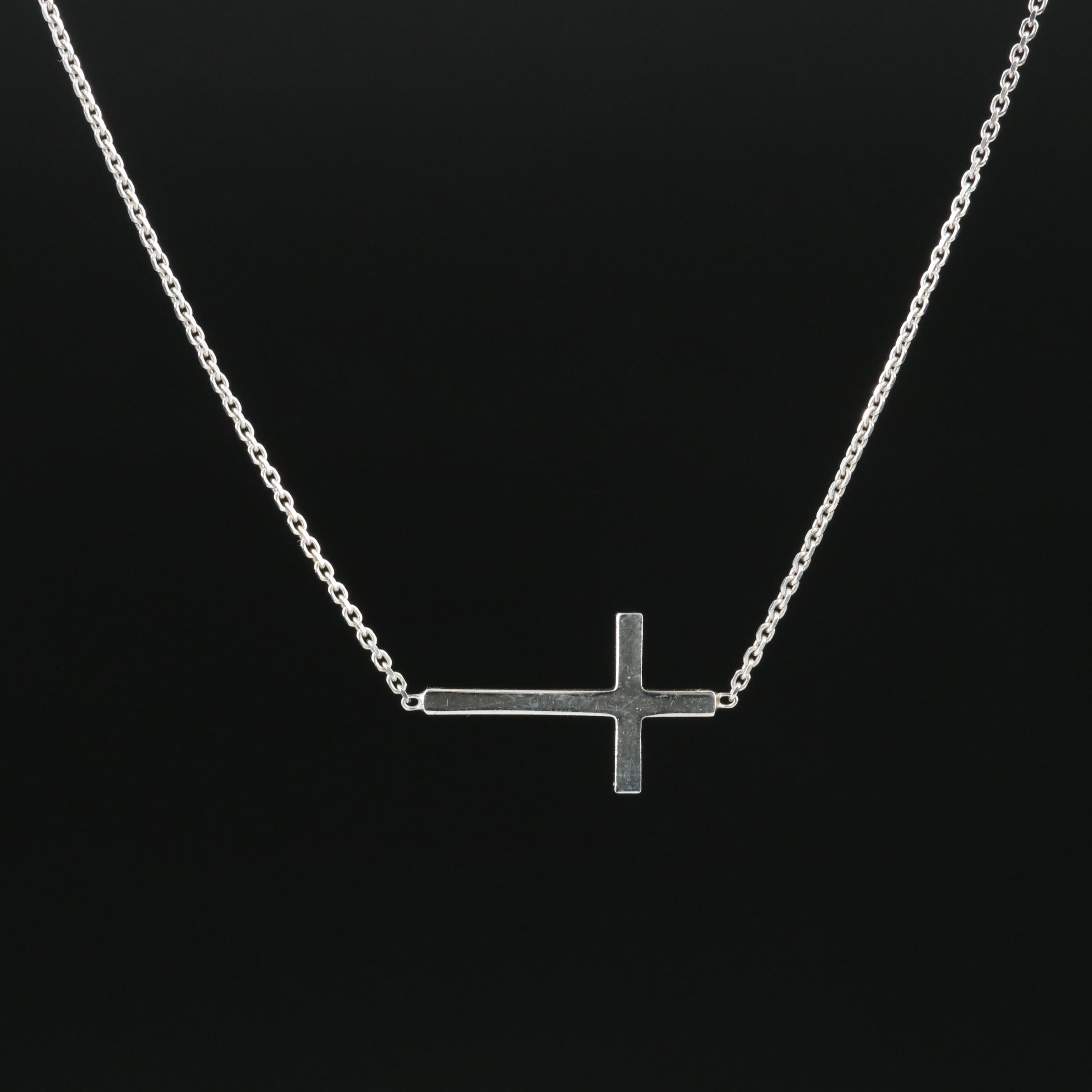 Sterling Cross Station Necklace