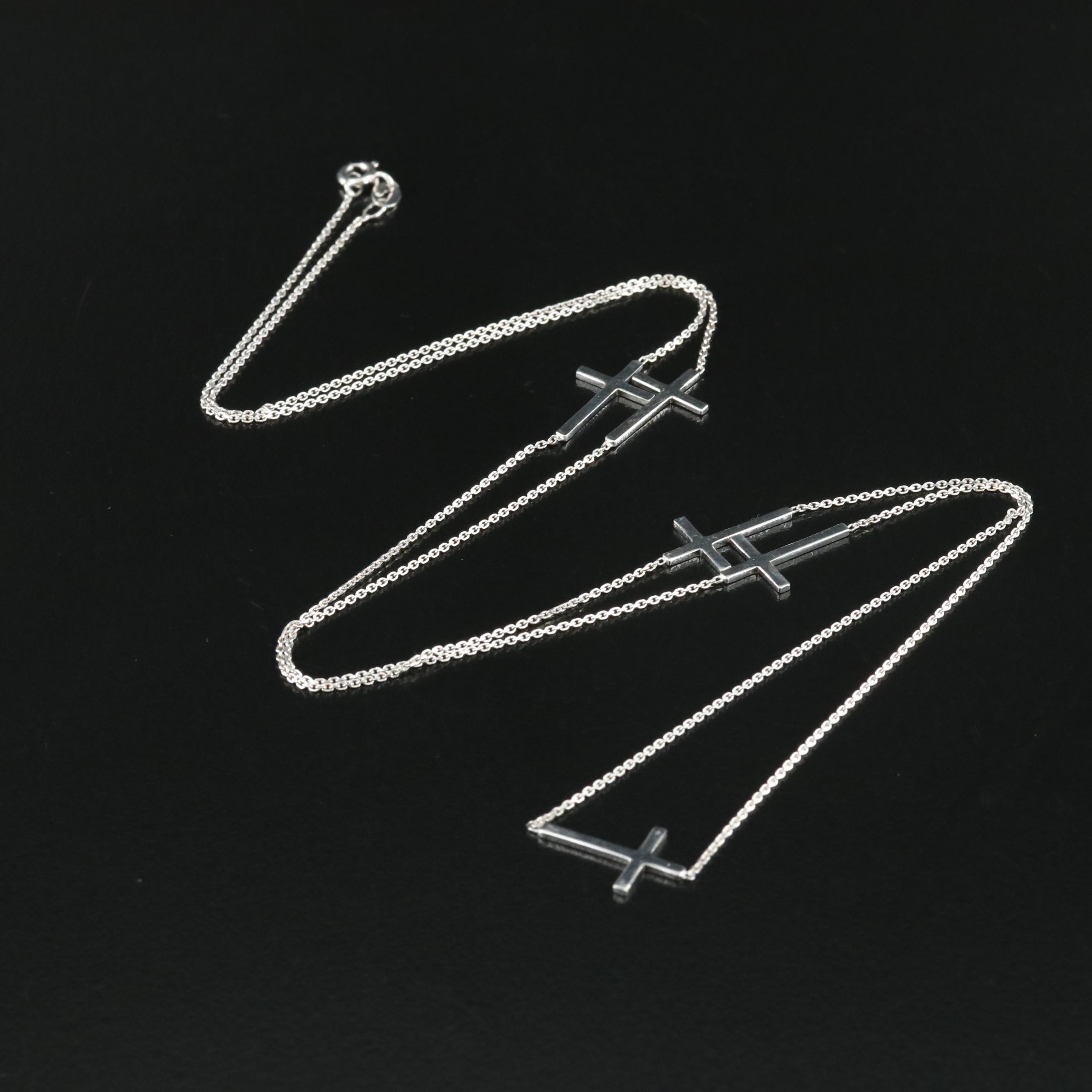 Sterling Cross Station Necklace