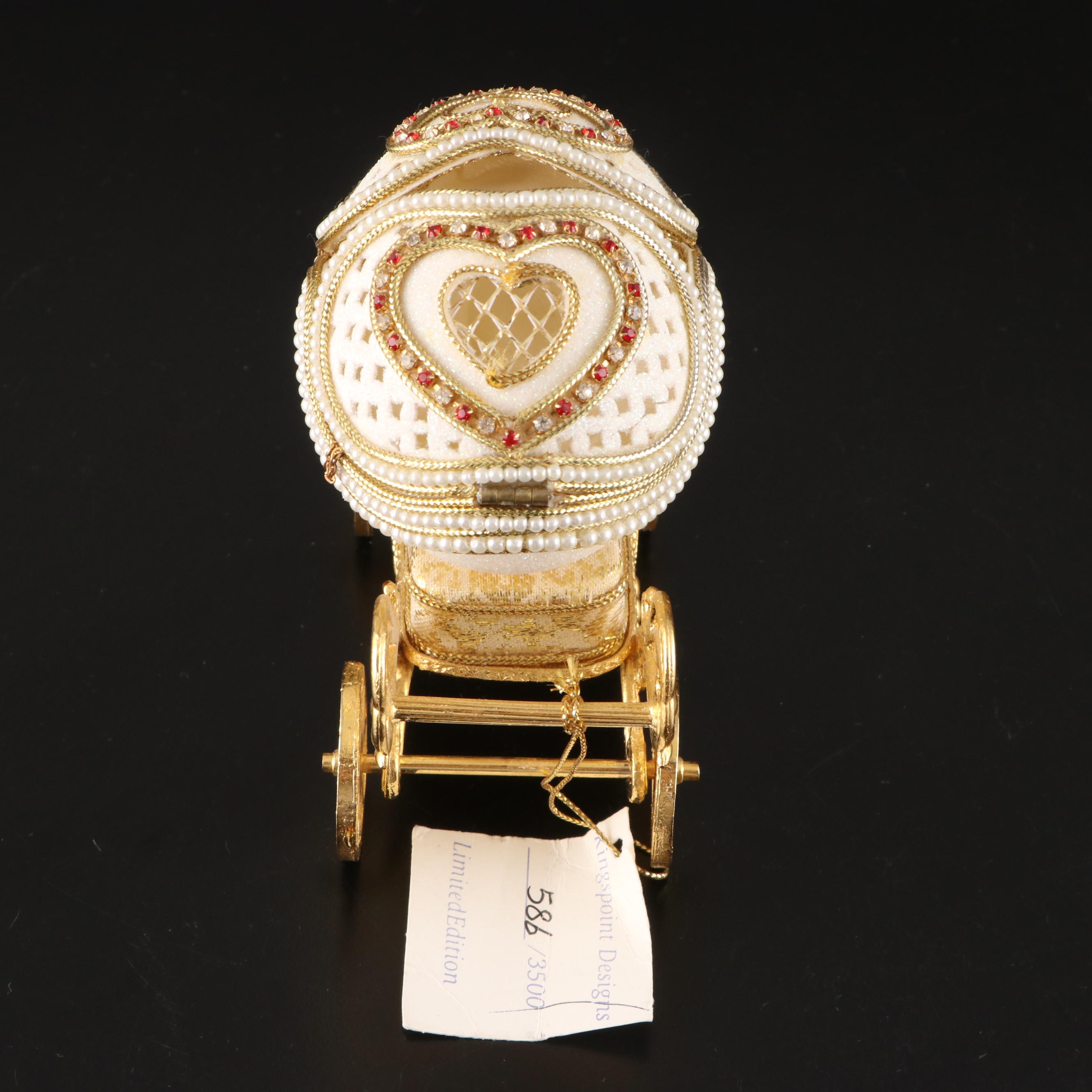 Kingspoint Designs Limited Edition Goose Egg Carriage Music Box with Trinket Box