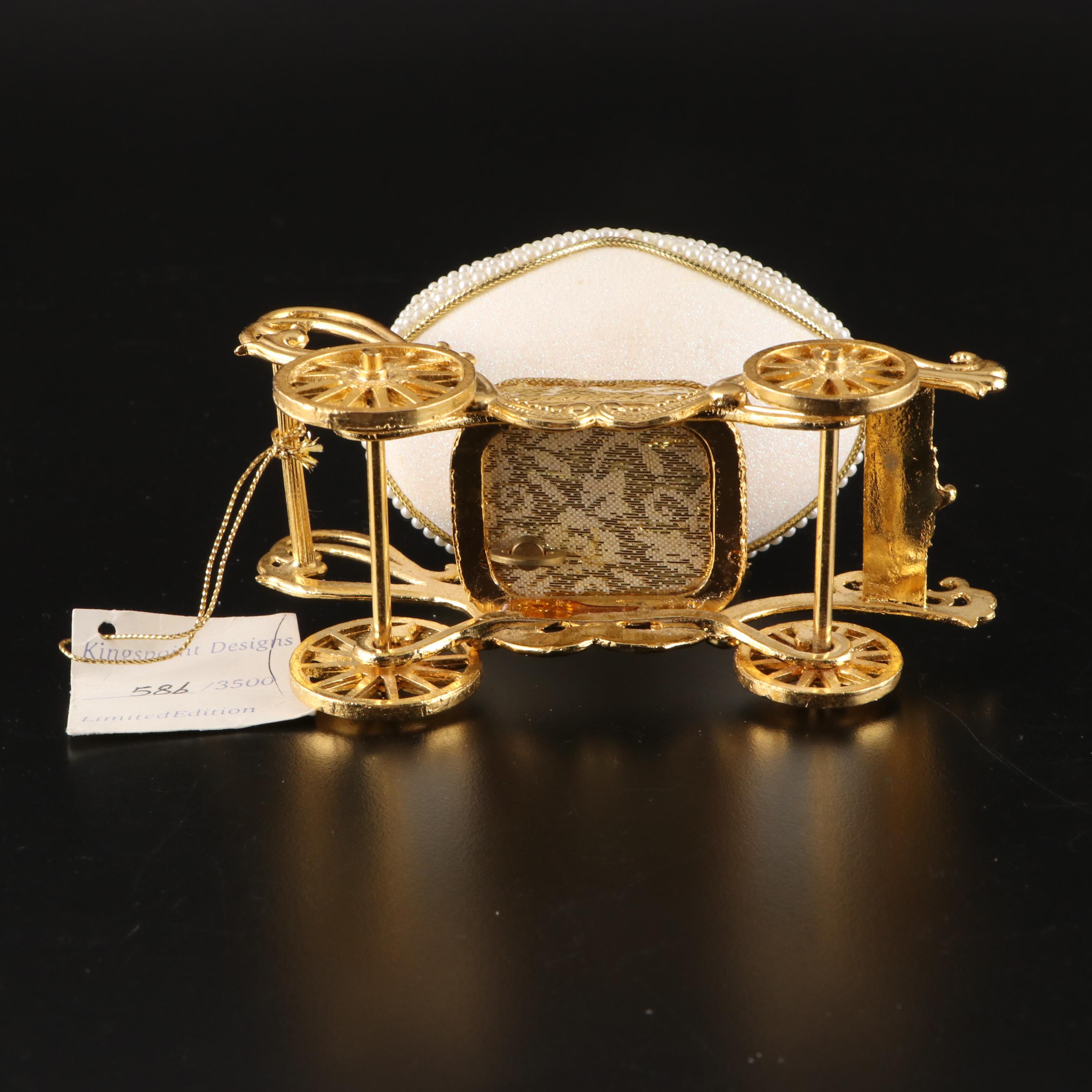 Kingspoint Designs Limited Edition Goose Egg Carriage Music Box with Trinket Box