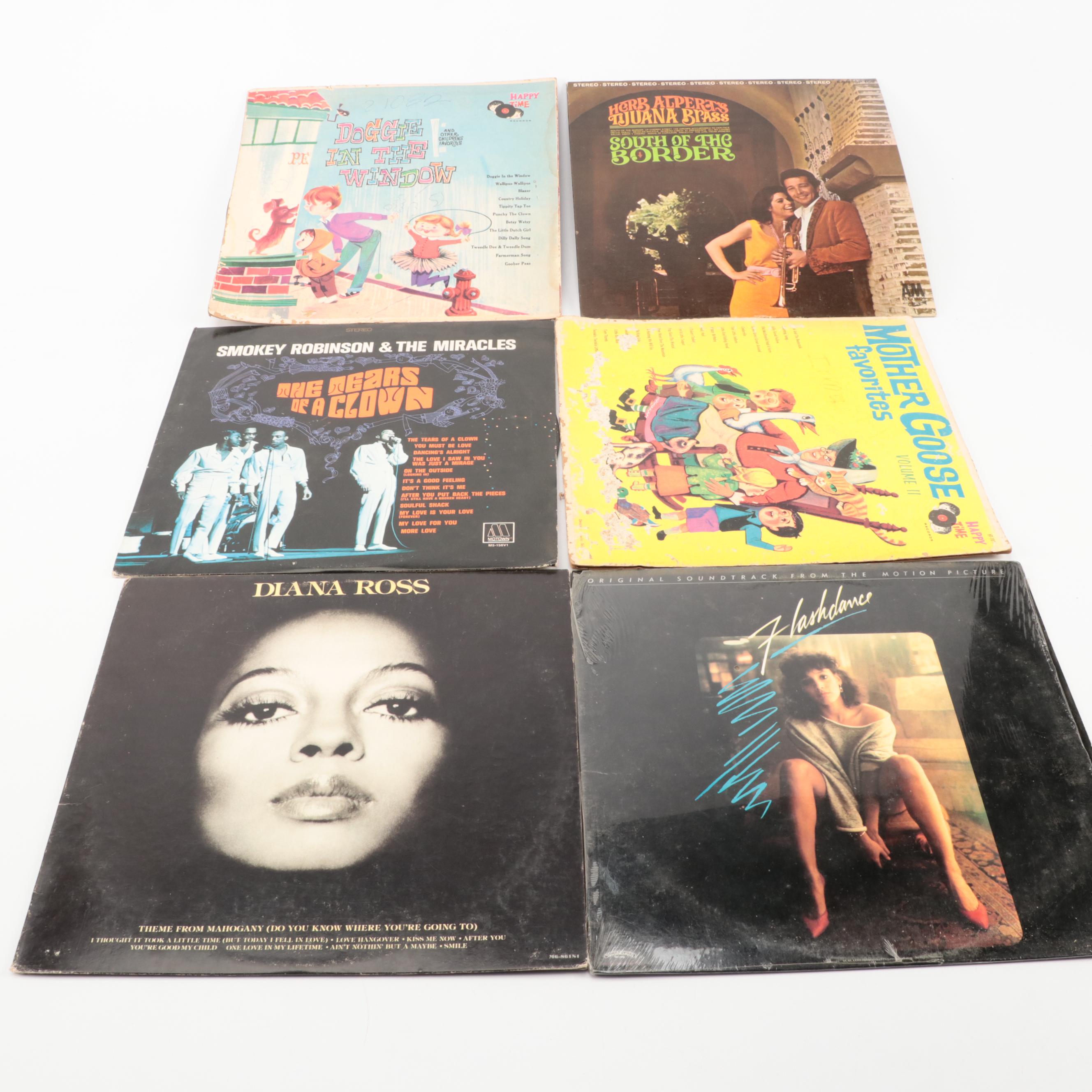 LP and 45RPM Record Collection with Diana Ross, Smokey Robinson and Neil Diamond