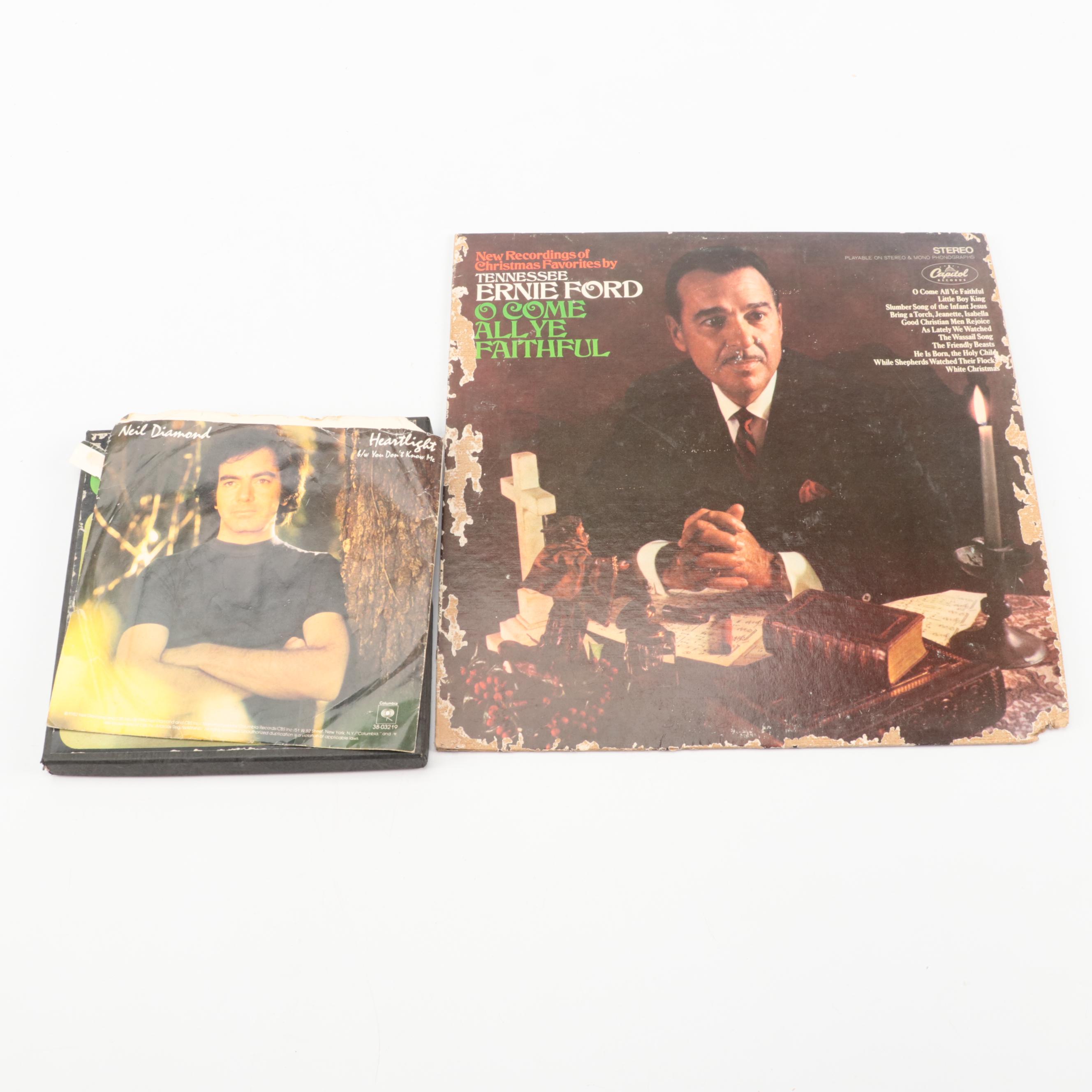 LP and 45RPM Record Collection with Diana Ross, Smokey Robinson and Neil Diamond