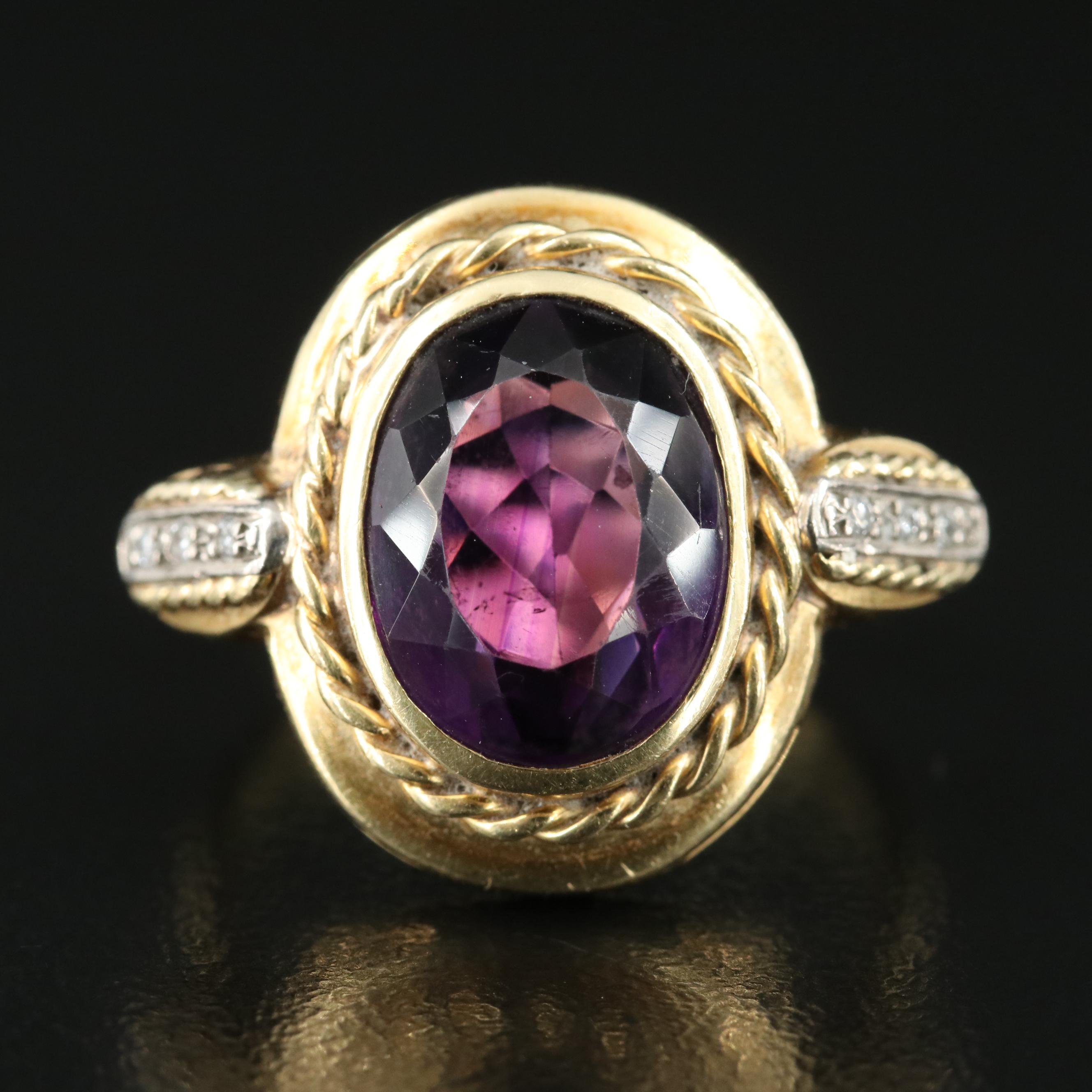 18K Amethyst and Diamond Ring