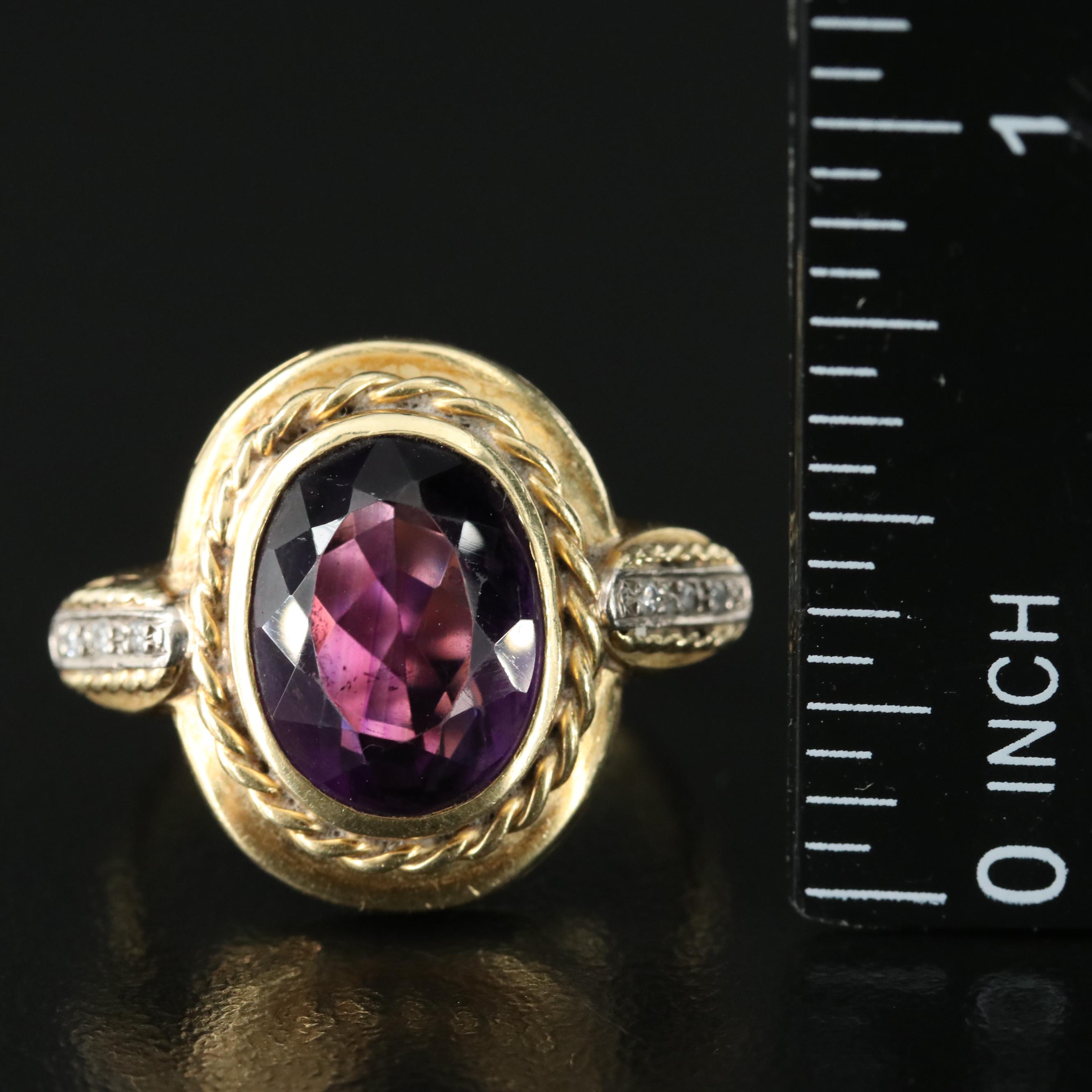 18K Amethyst and Diamond Ring