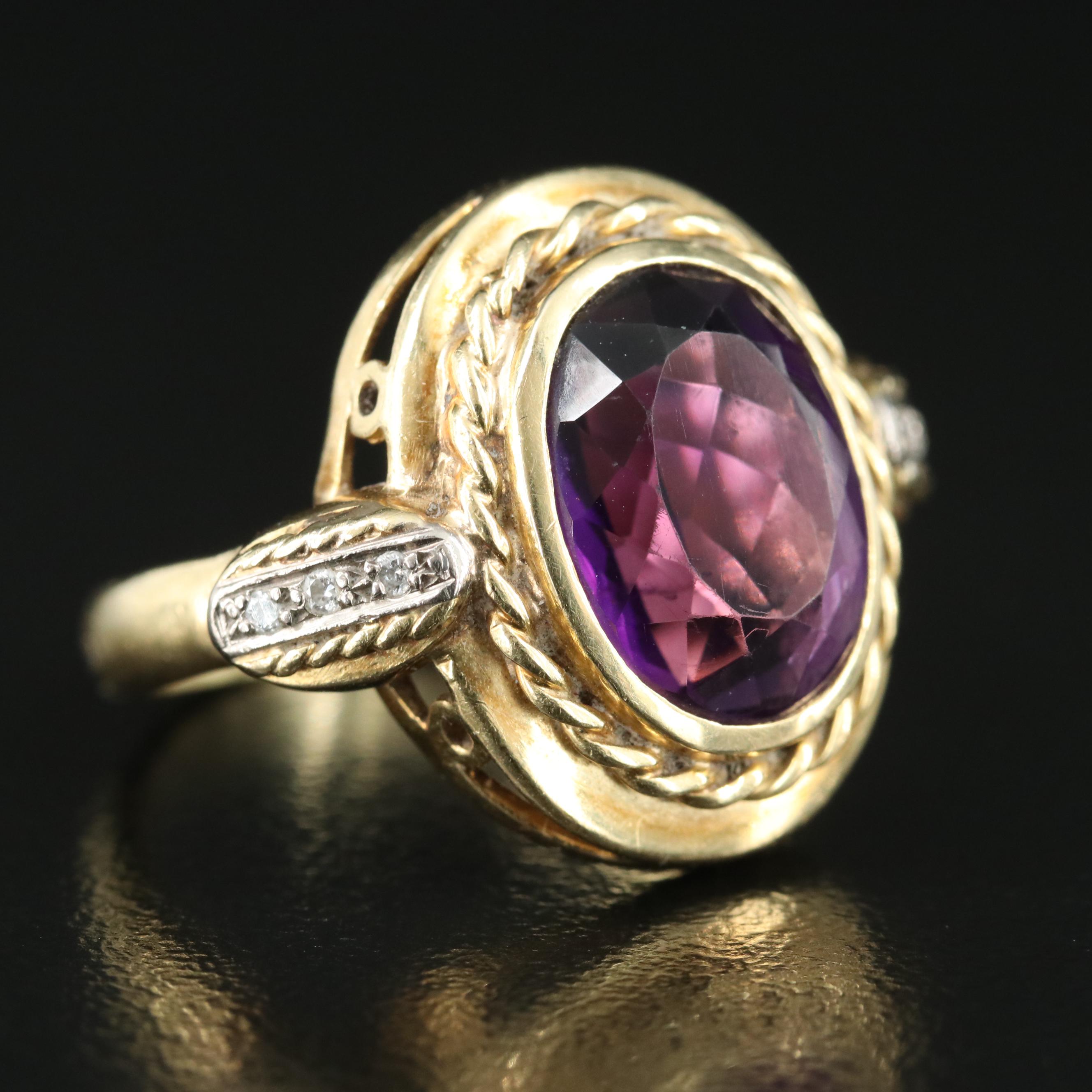 18K Amethyst and Diamond Ring