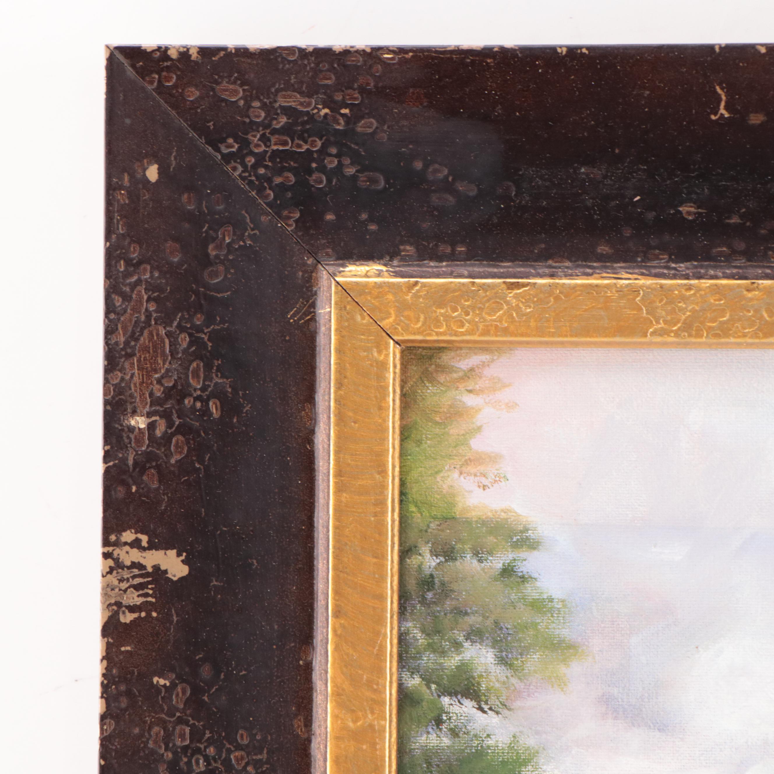 Mary Jo Limp Landscape Oil Painting of a River Town, 2001