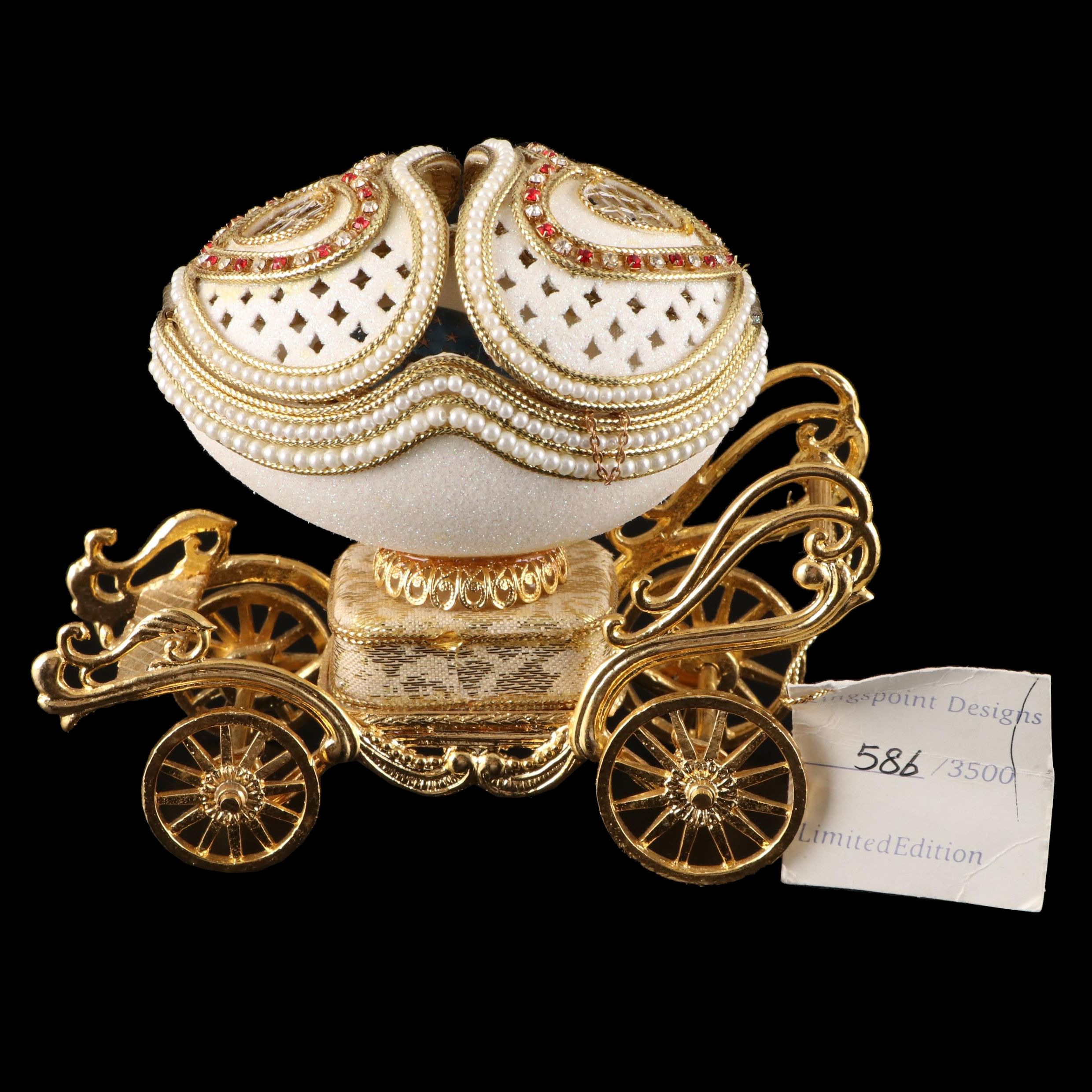 Kingspoint Designs Limited Edition Goose Egg Carriage Music Box with Trinket Box