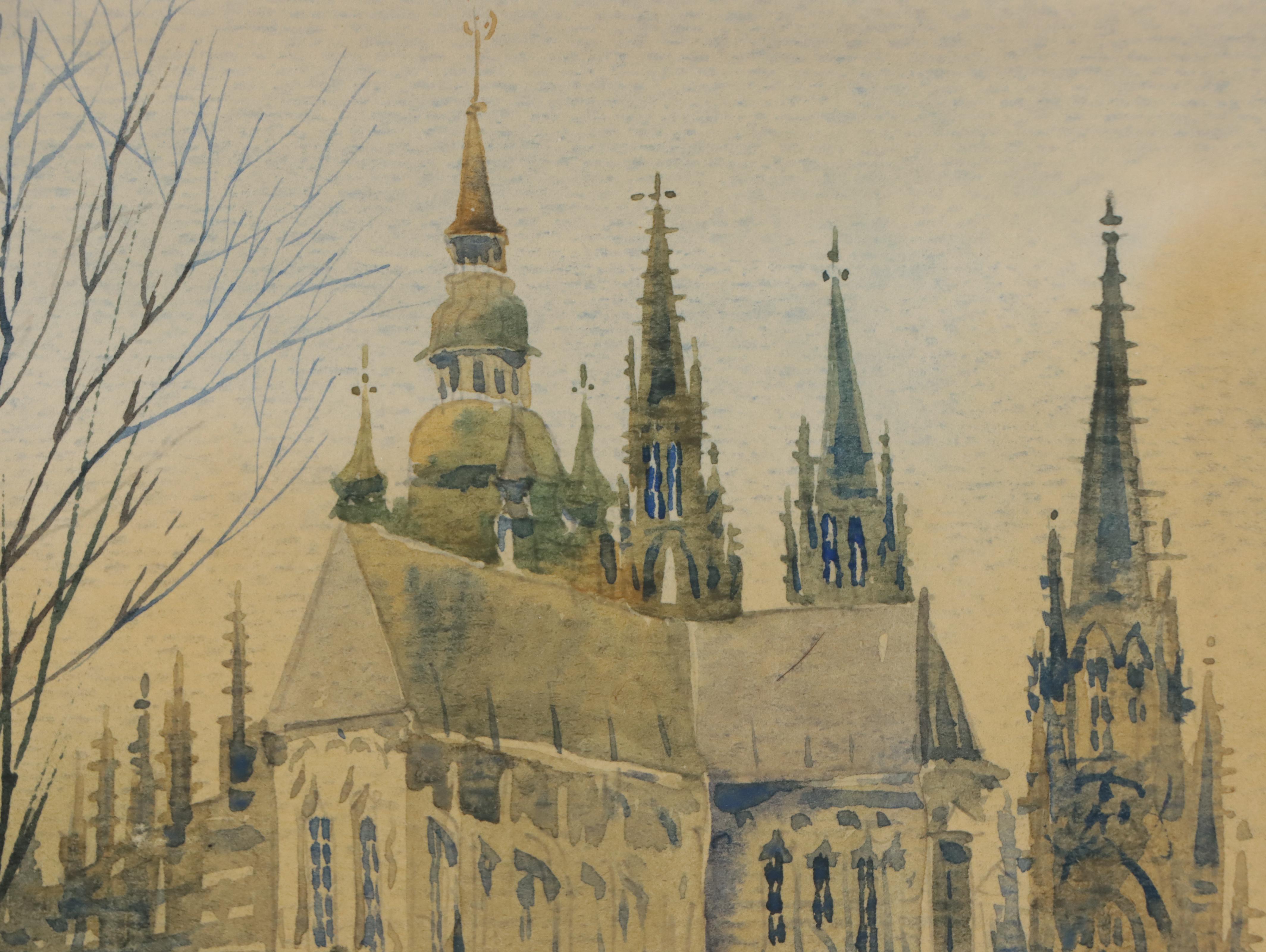 Watercolor Painting of Church