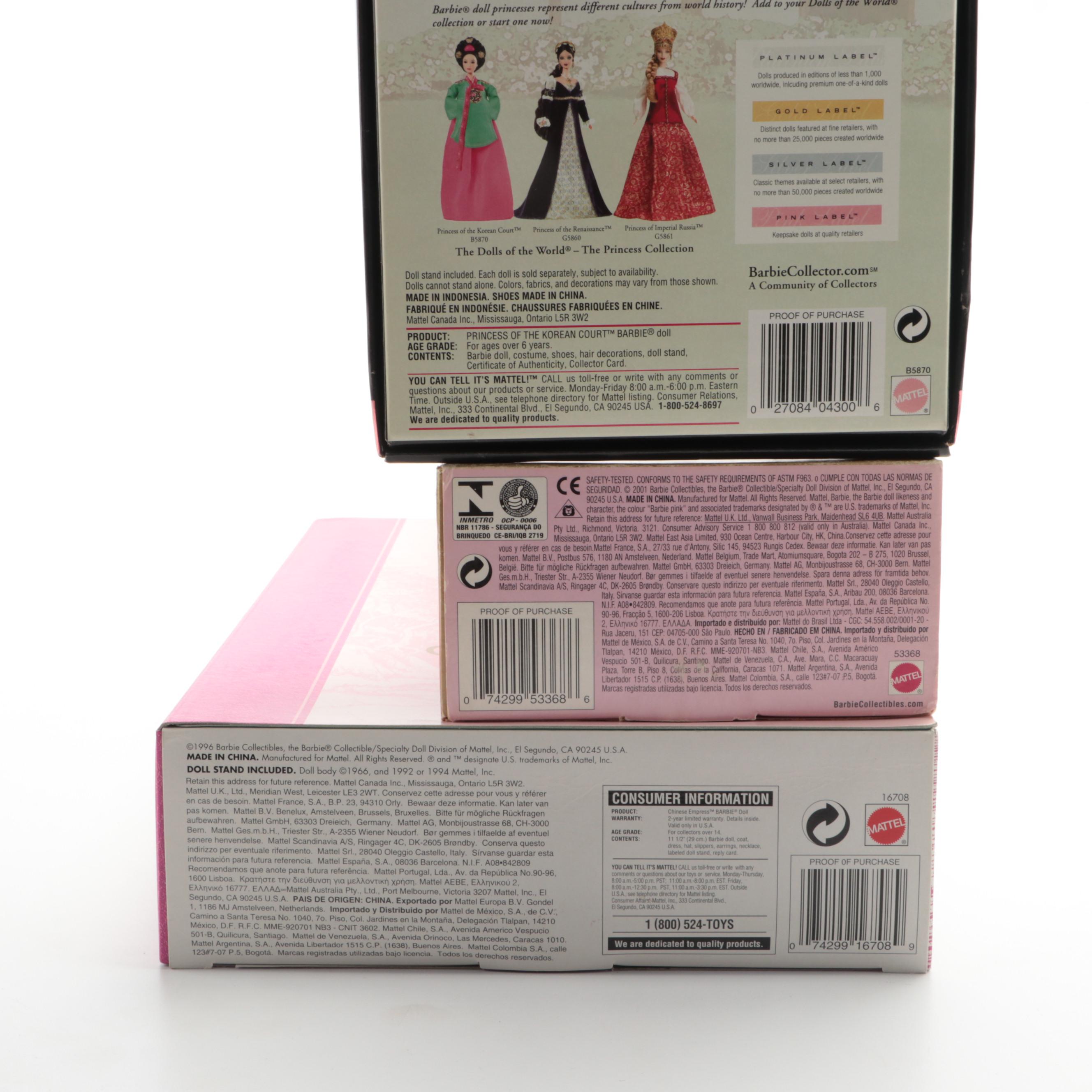 Chinese Empress Barbie and Other Collector Edition Dolls of The World Barbies