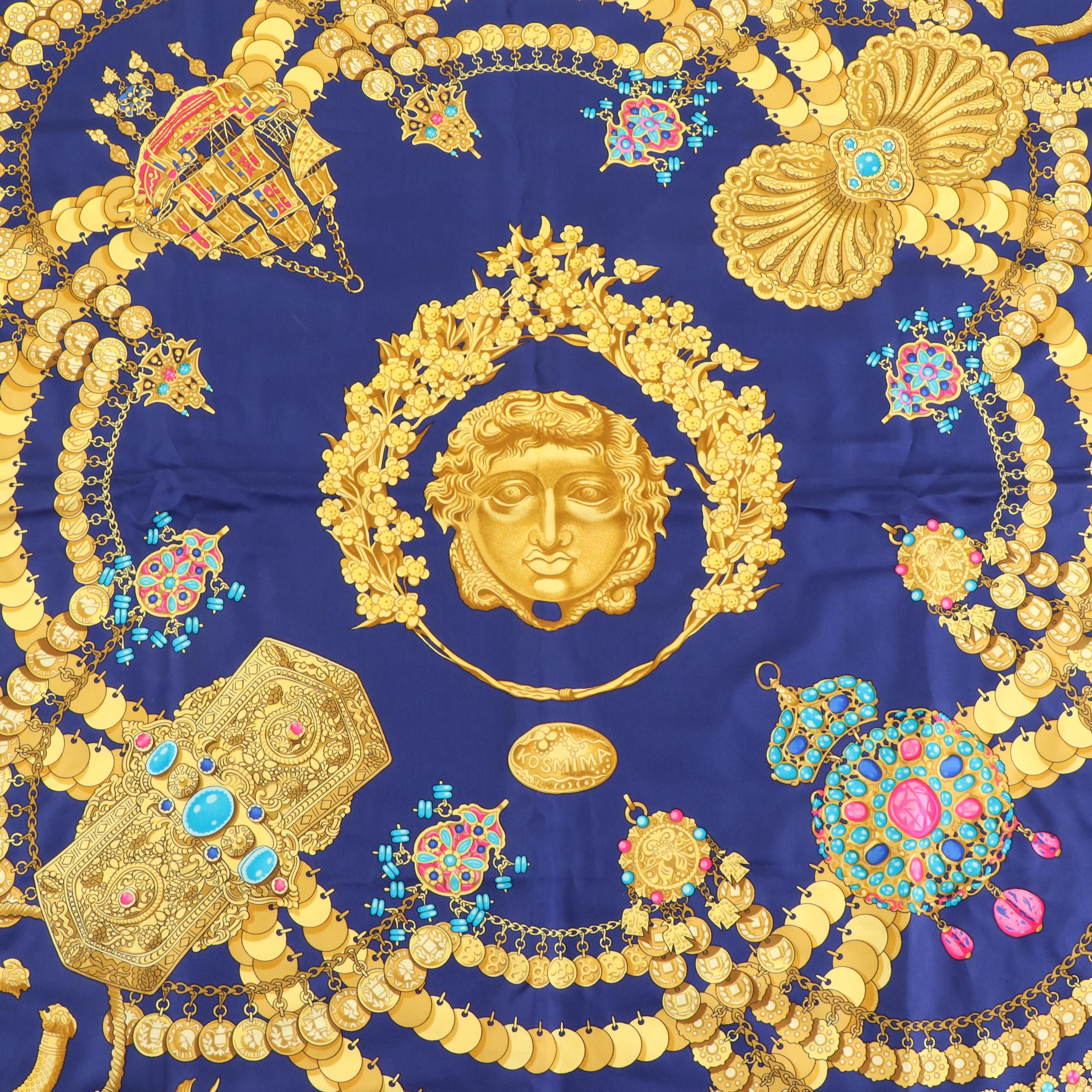 Hermès "Kosmima" Silk Twill Scarf 90 with Box