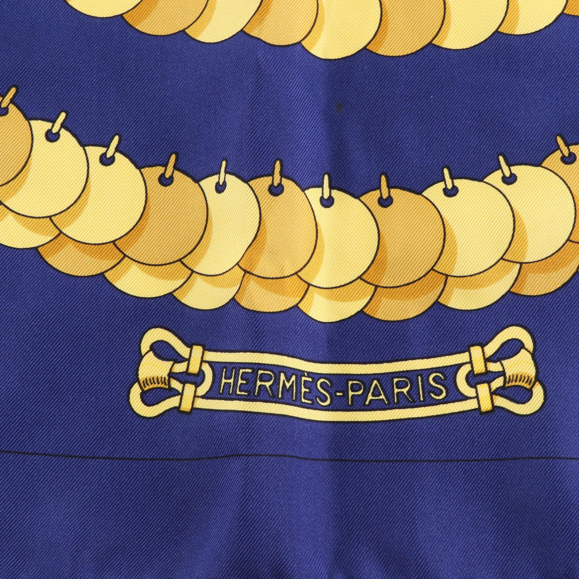 Hermès "Kosmima" Silk Twill Scarf 90 with Box