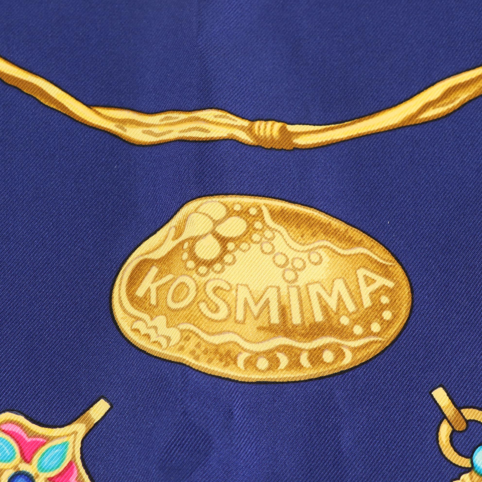 Hermès "Kosmima" Silk Twill Scarf 90 with Box