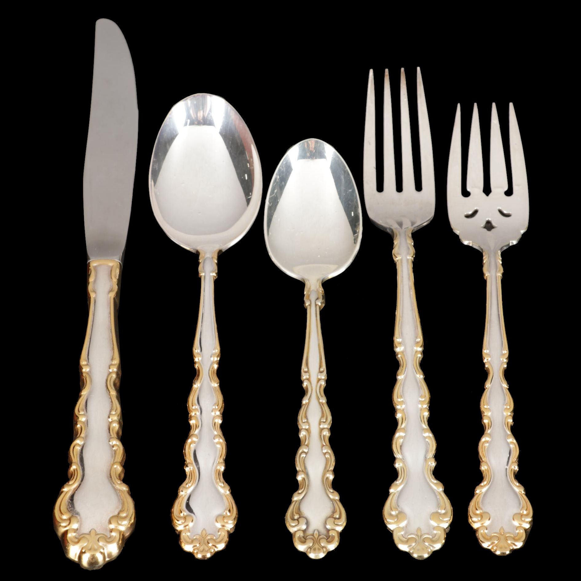Community "Gold Accent Modern Baroque" Flatware Service with Chest