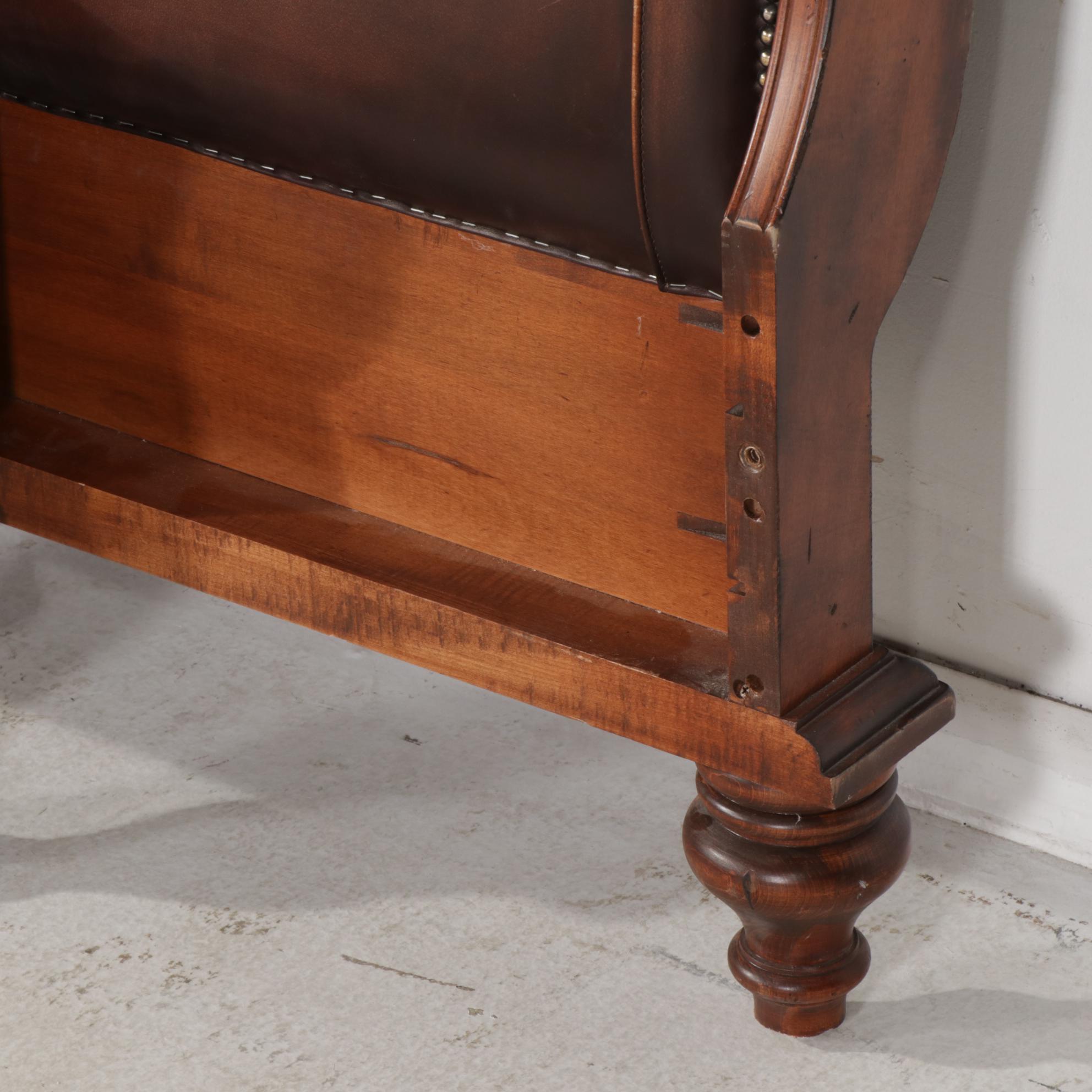 Harden Bonded Leather and Wood King Sleigh Bed Frame