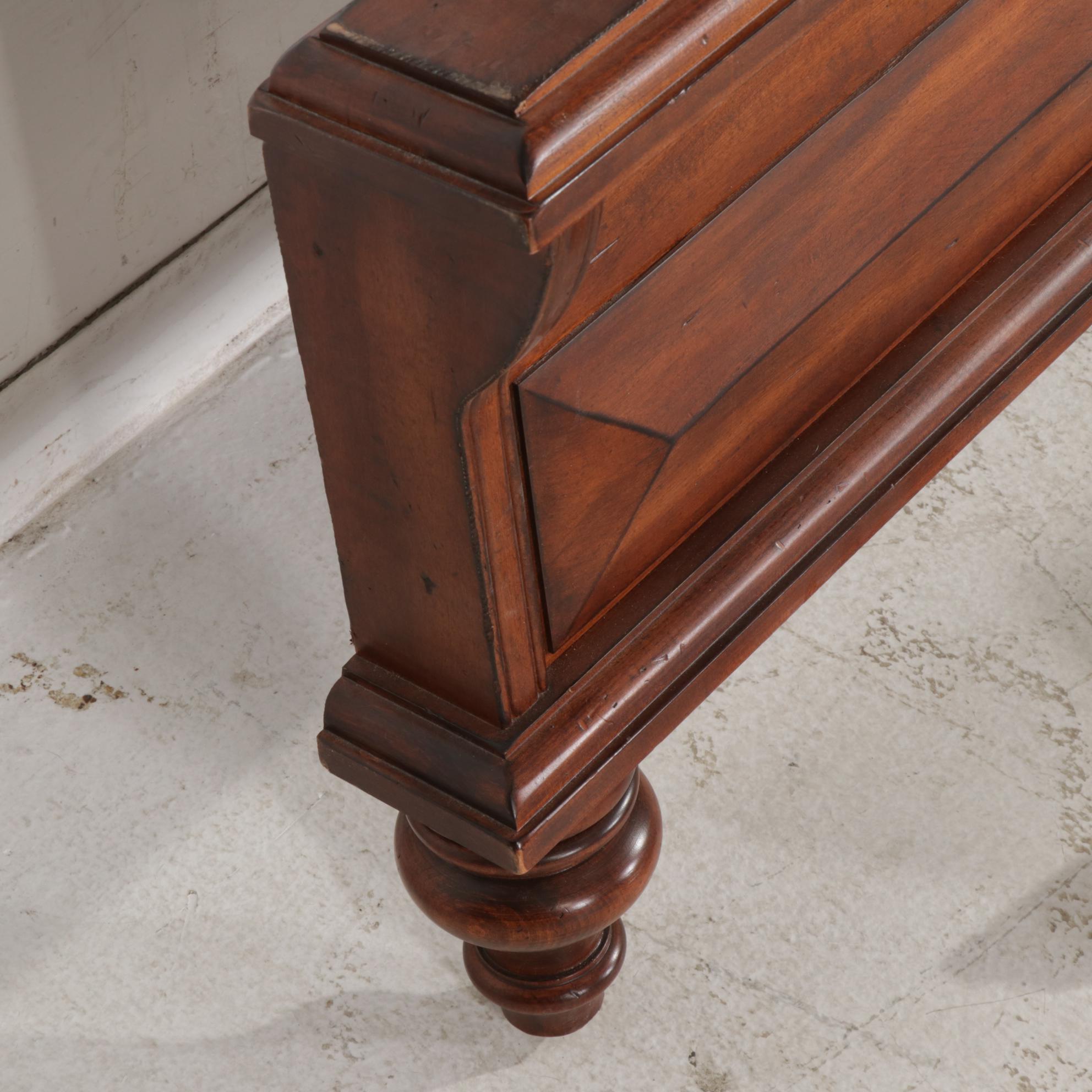 Harden Bonded Leather and Wood King Sleigh Bed Frame