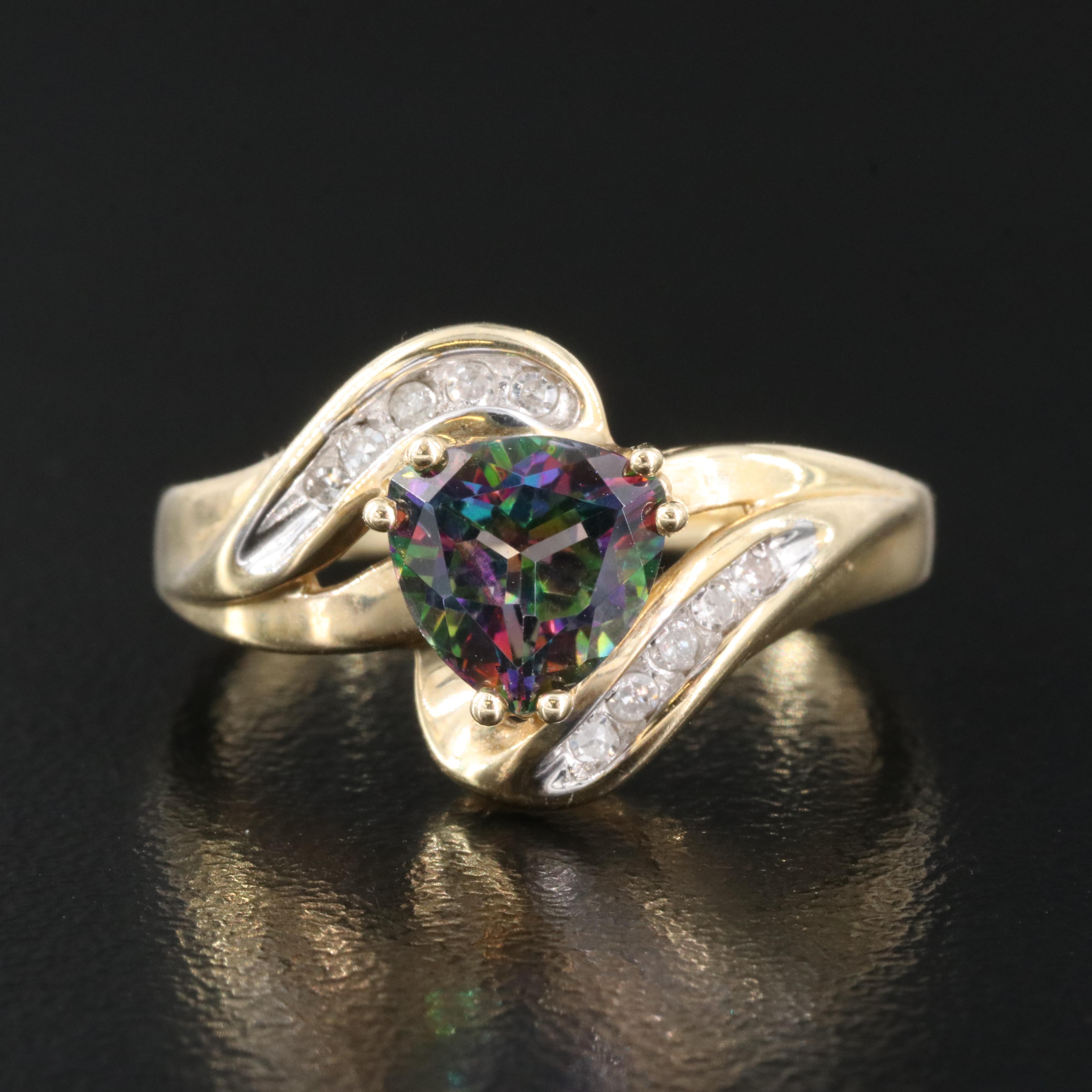 10K Mystic Topaz and Diamond Ring