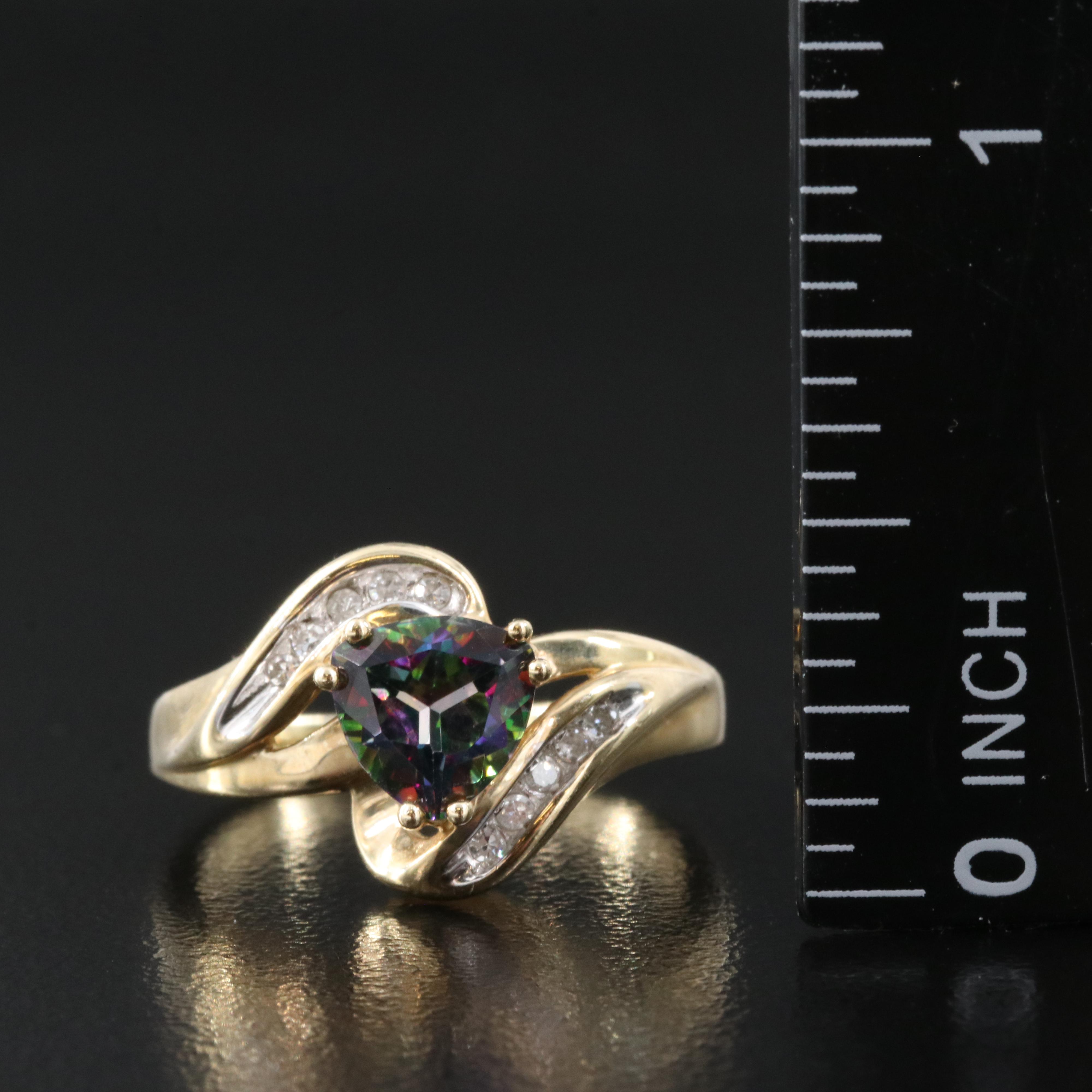 10K Mystic Topaz and Diamond Ring